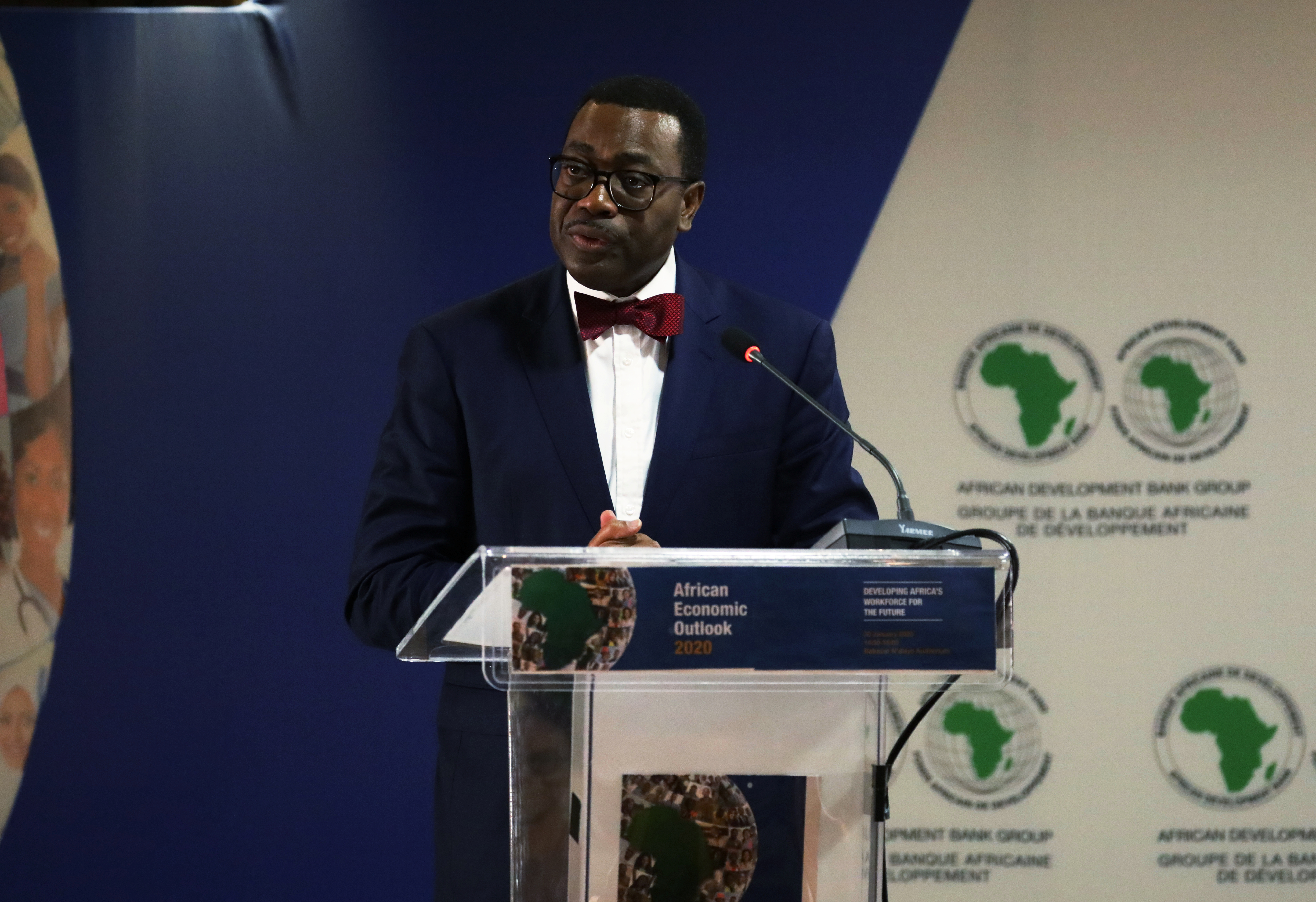 Akinwumi Ayodeji Adesina, President of the African Development Bank Group, attends a meeting of the 2020 African Economic Outlook report in Abidjan, Ivory Coast January 30, 2020. REUTERS/Luc Gnago