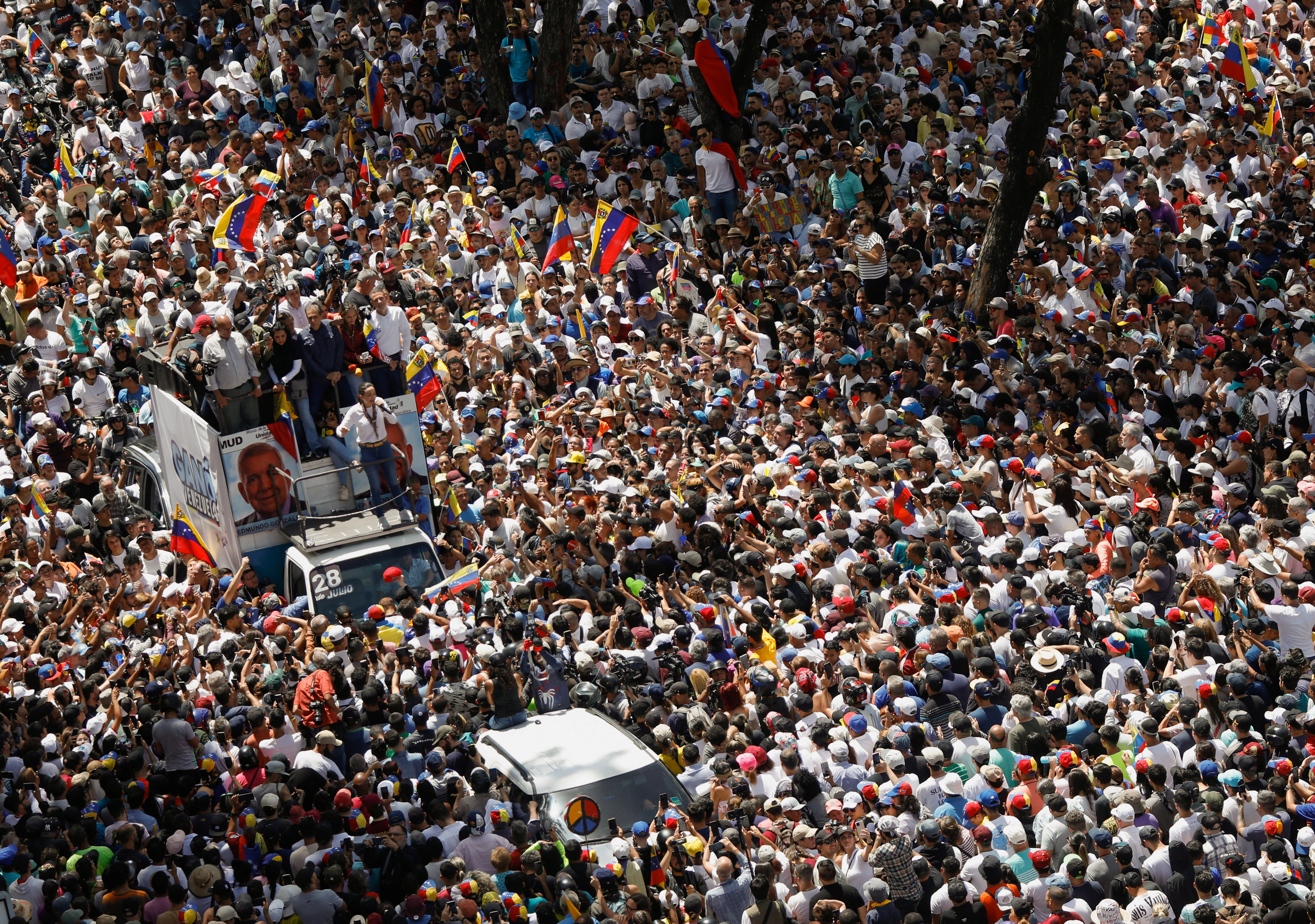 Venezuela's opposition leaders hold a march amid the disputed presidential election, in Caracas