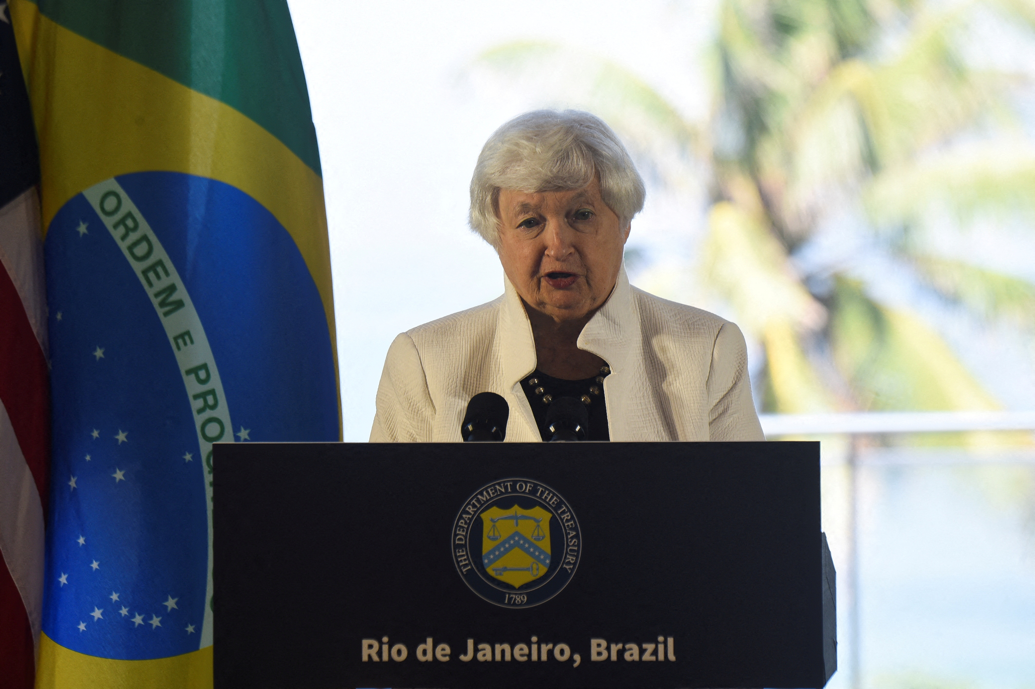 U.S. Treasury Secretary Janet Yellen attends a G20 event in Barra da Tijuca, Rio de Janeiro