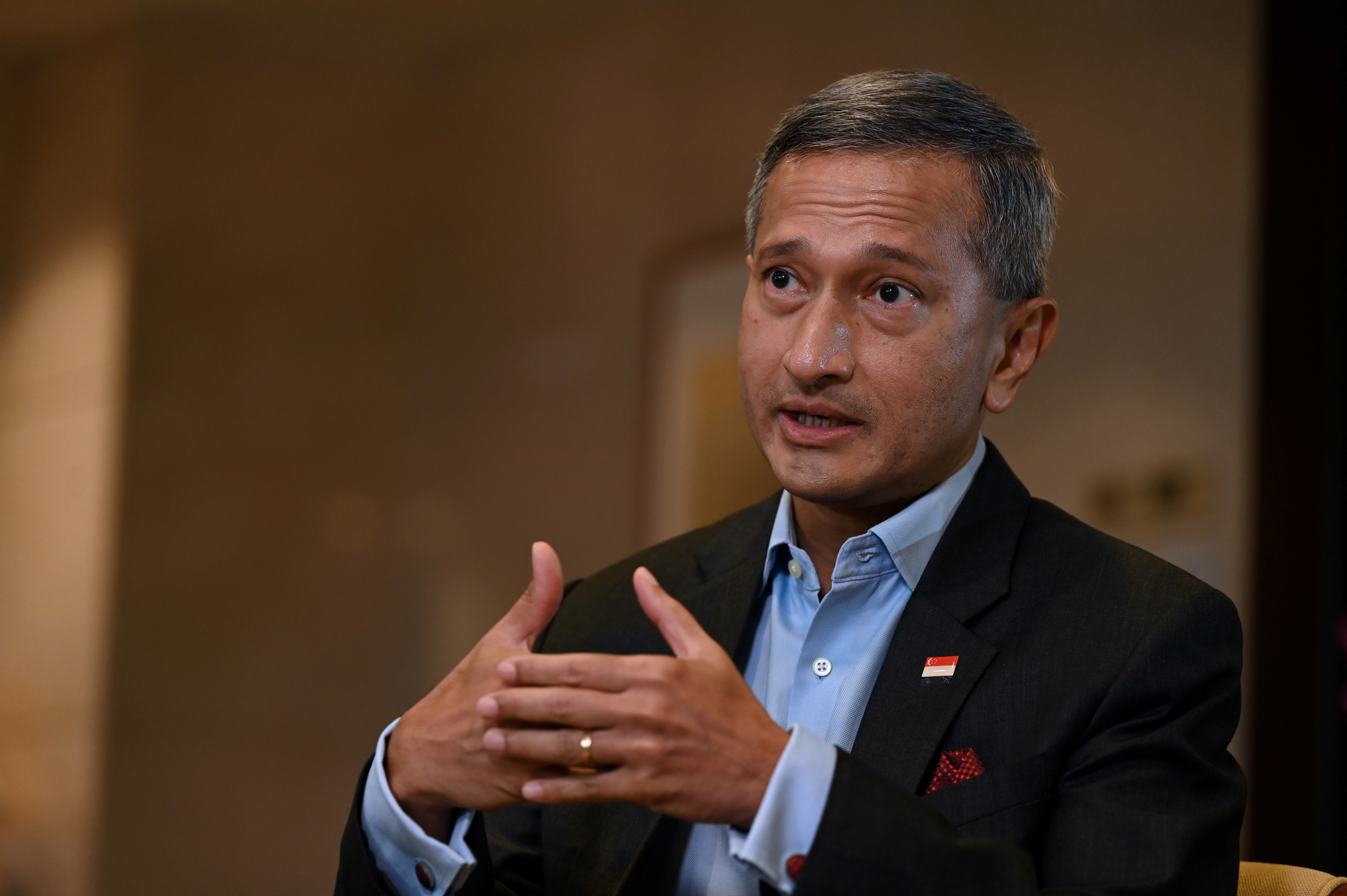 Singapore's Foreign Minister Balakrishnan during an interview at the Ministry of Foreign Affairs in Singapore