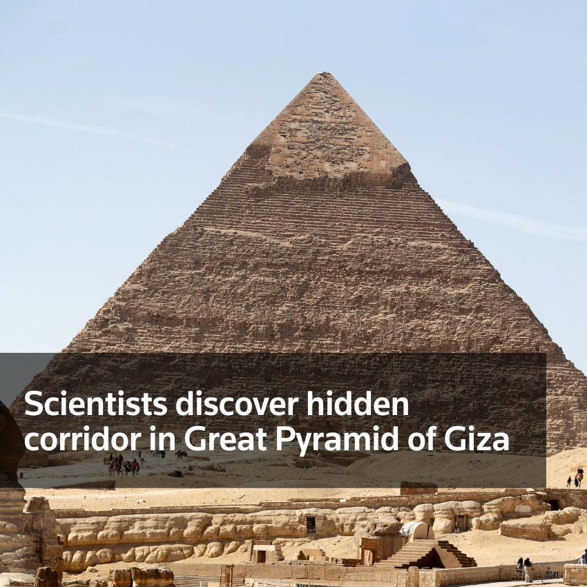 Científicos descubren corredor oculto en la Gran Pirámide de Giza