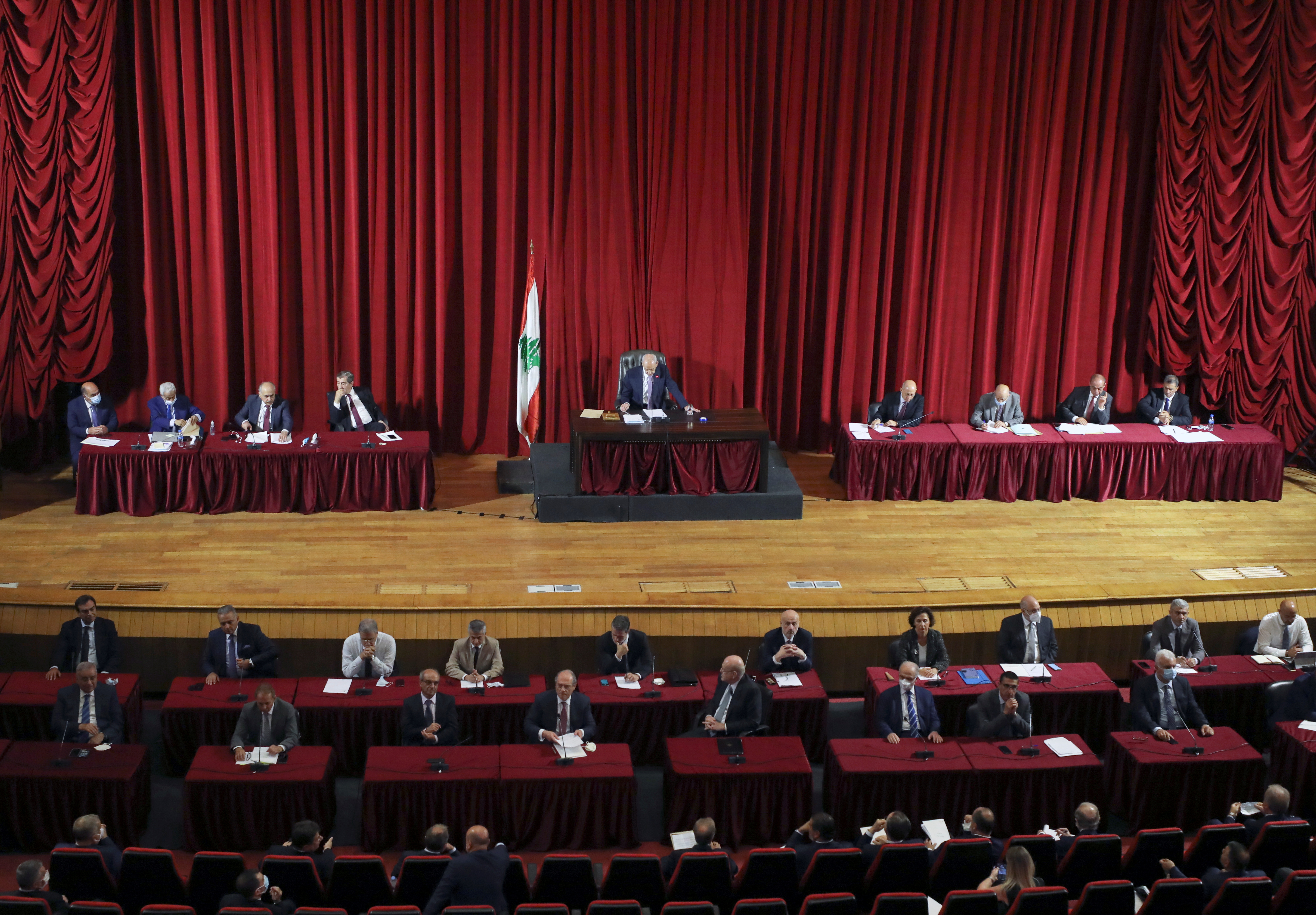 Lebanese Parliament Speaker Nabih Berri heads a parliamentary session in Beirut