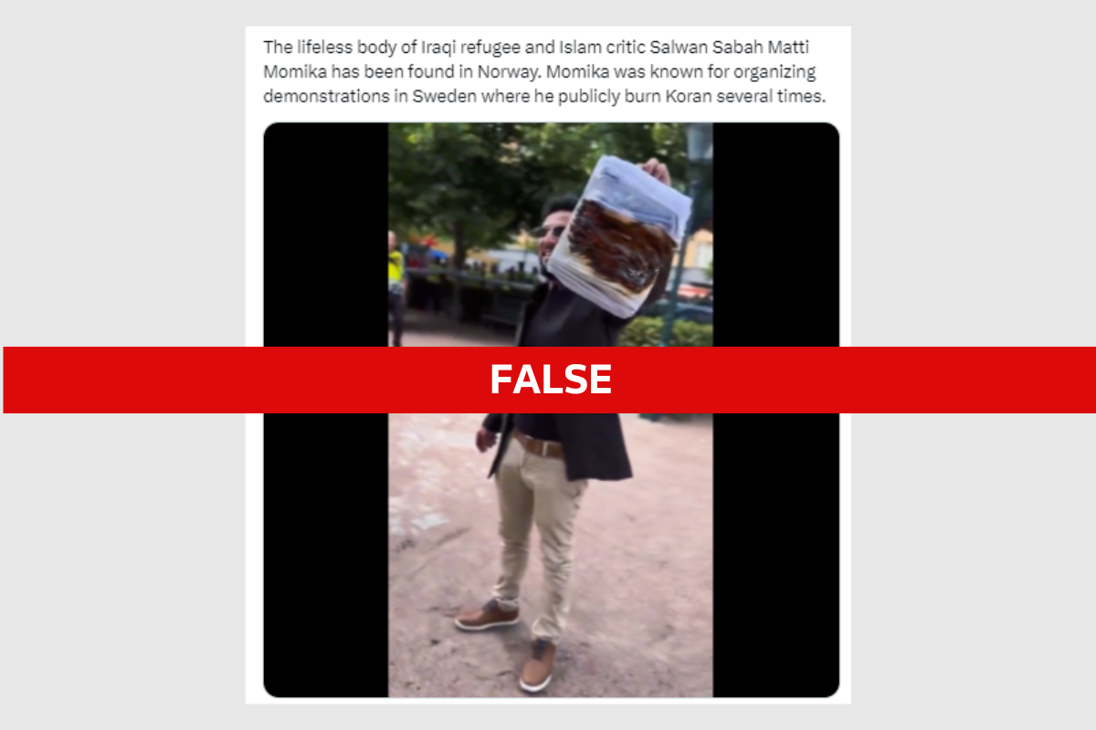 Fact Check: Man who burned Koran in Sweden is not dead | Reuters