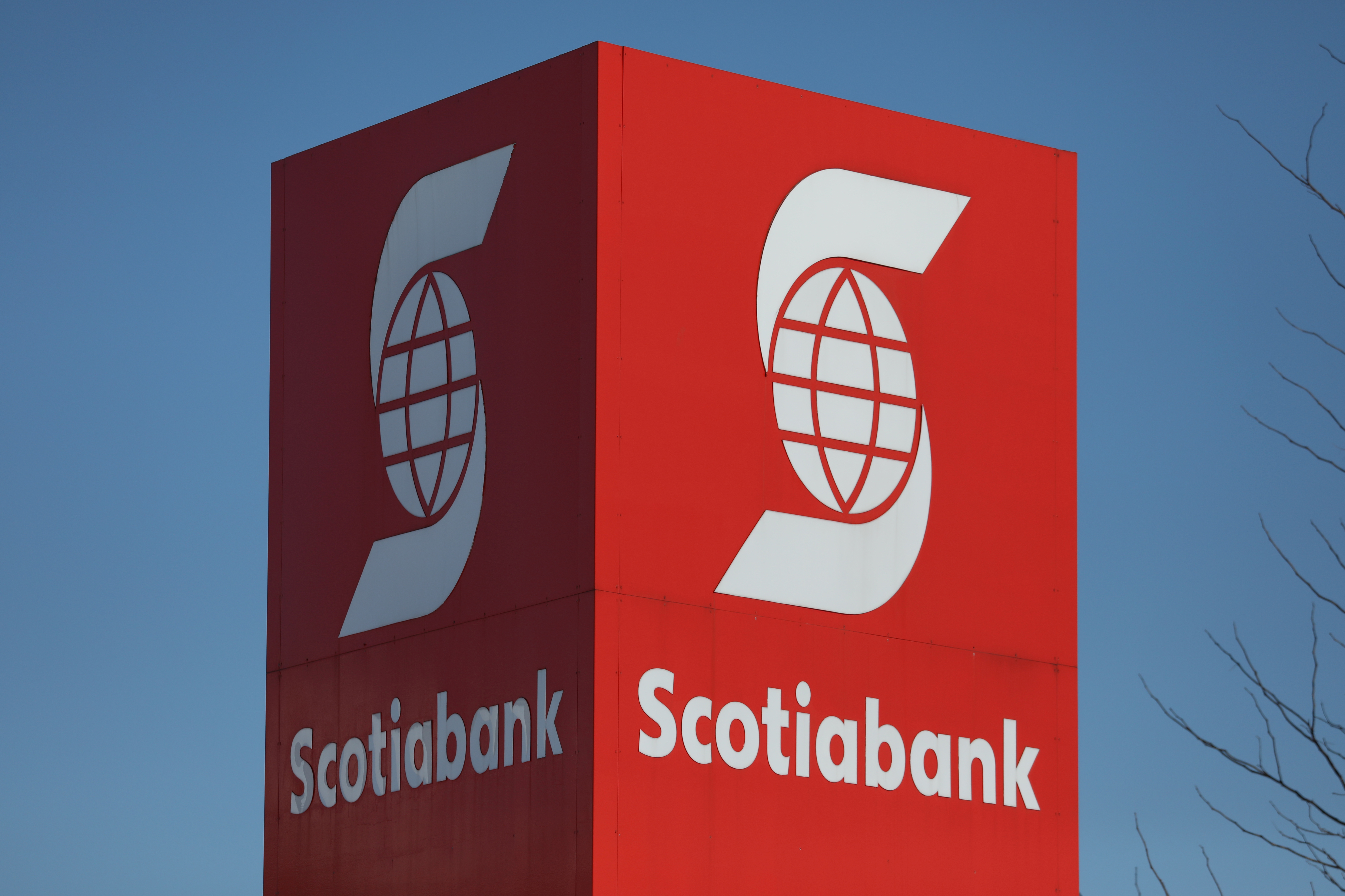 A Bank of Nova Scotia logo is seen outside of a branch in Ottawa
