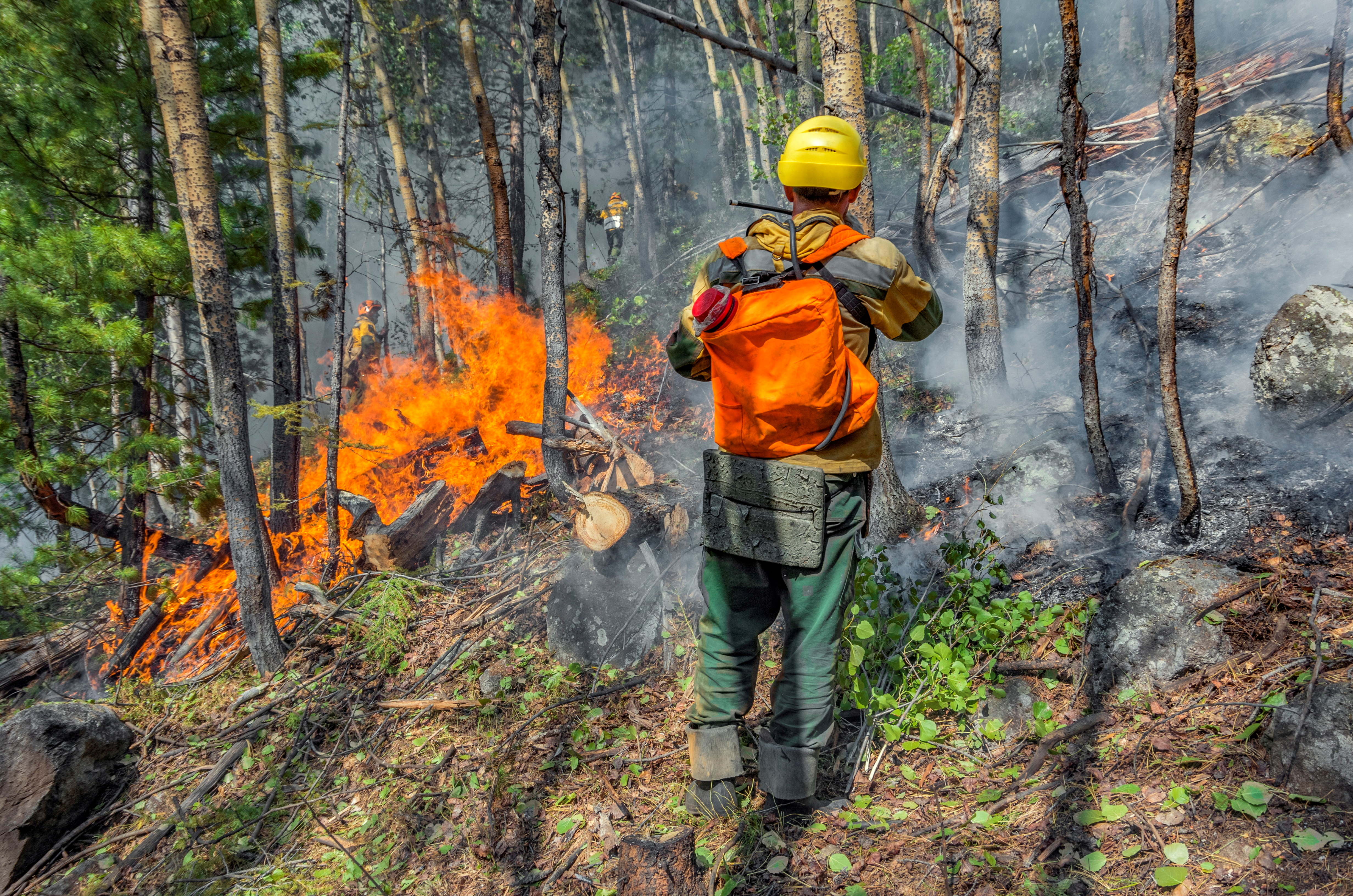 Specialists work to extinguish wildfires in Yakutia
