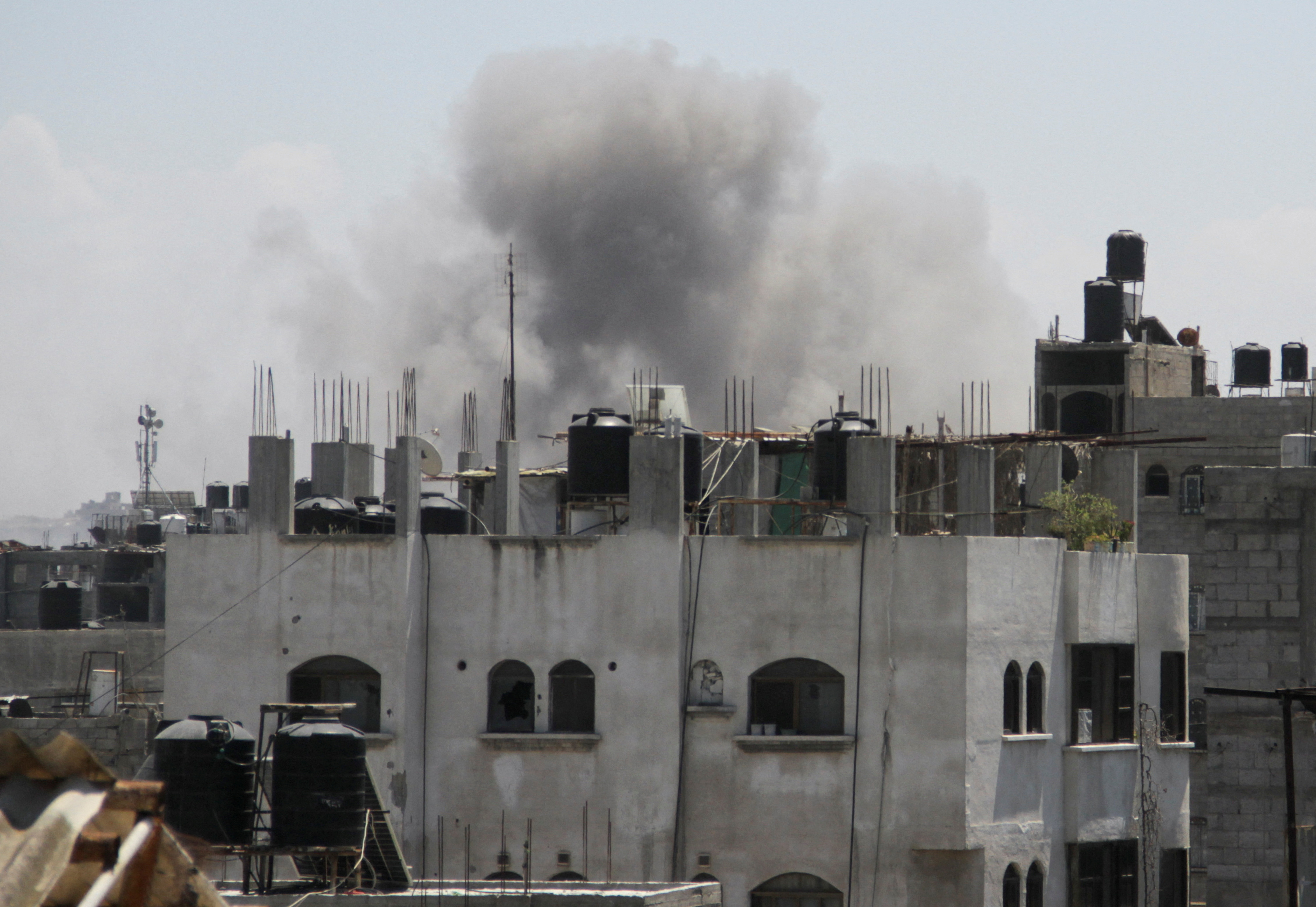Smoke rises following Israeli strikes in Jabalia refugee camp northern Gaza Strip