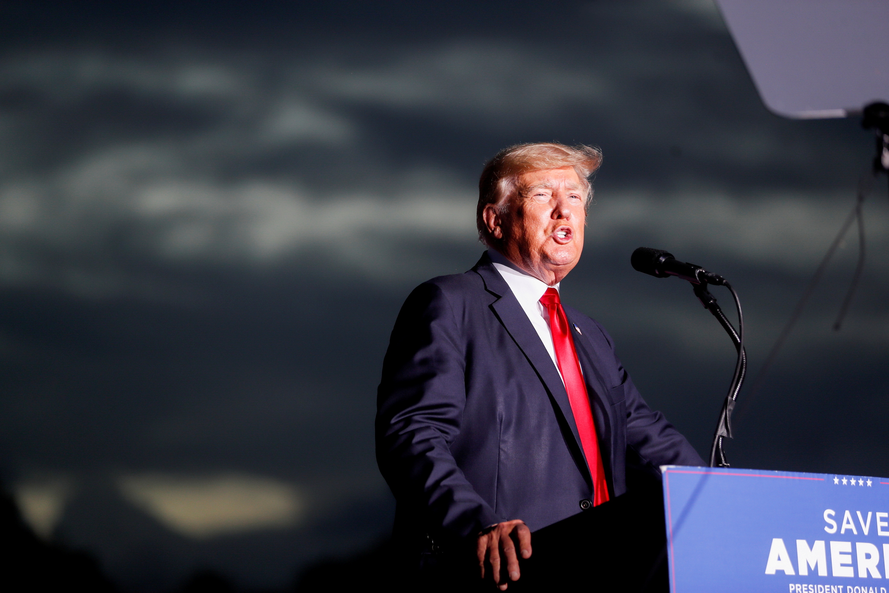 Former President Donald Trump speaks in Sarasota