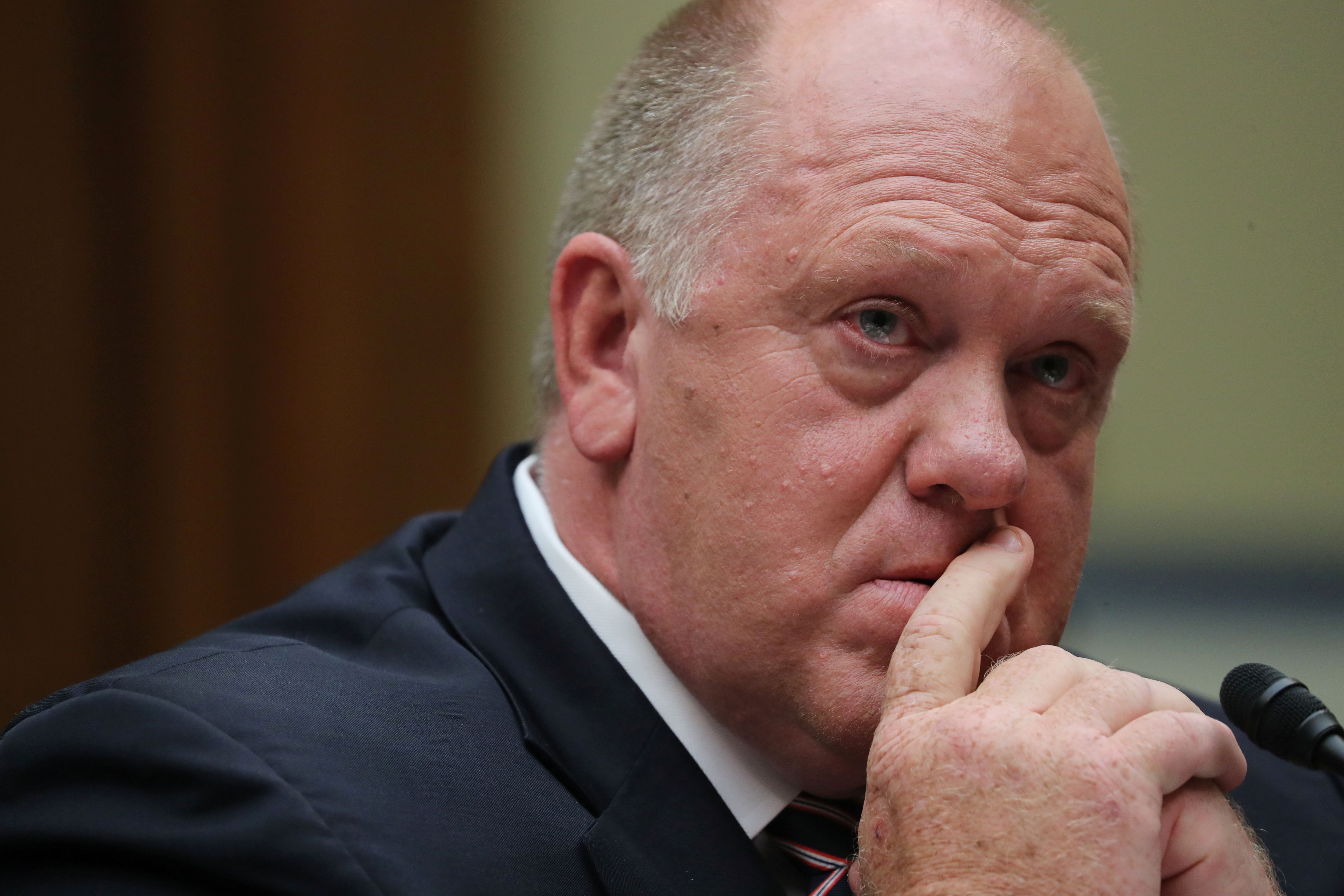 Former Acting Director of ICE Homan testifies during House Oversight and Reform Subcommittee hearing on Capitol Hill in Washington