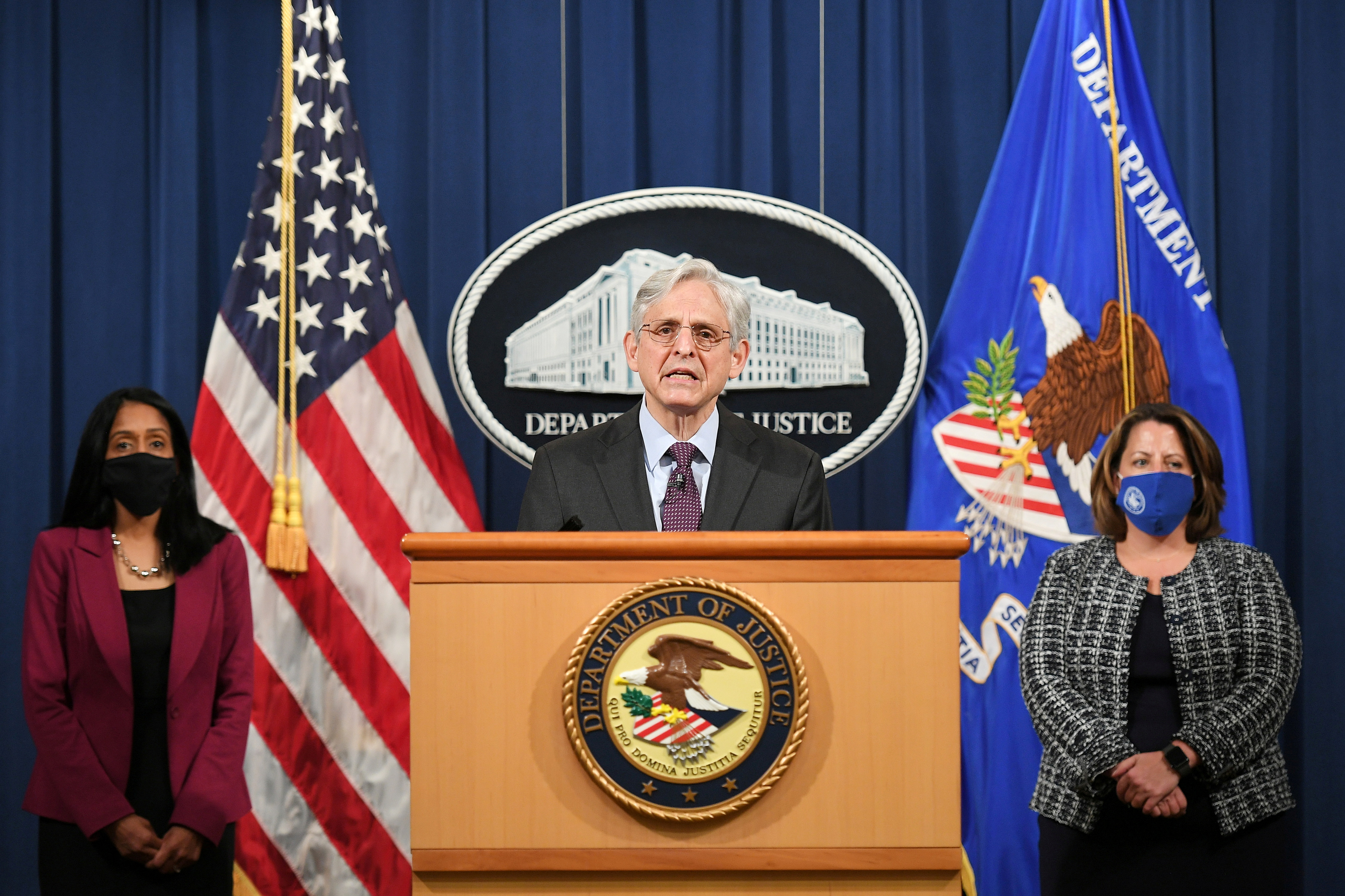 U.S. Attorney General Garland speaks at the Department of Justice in Washington