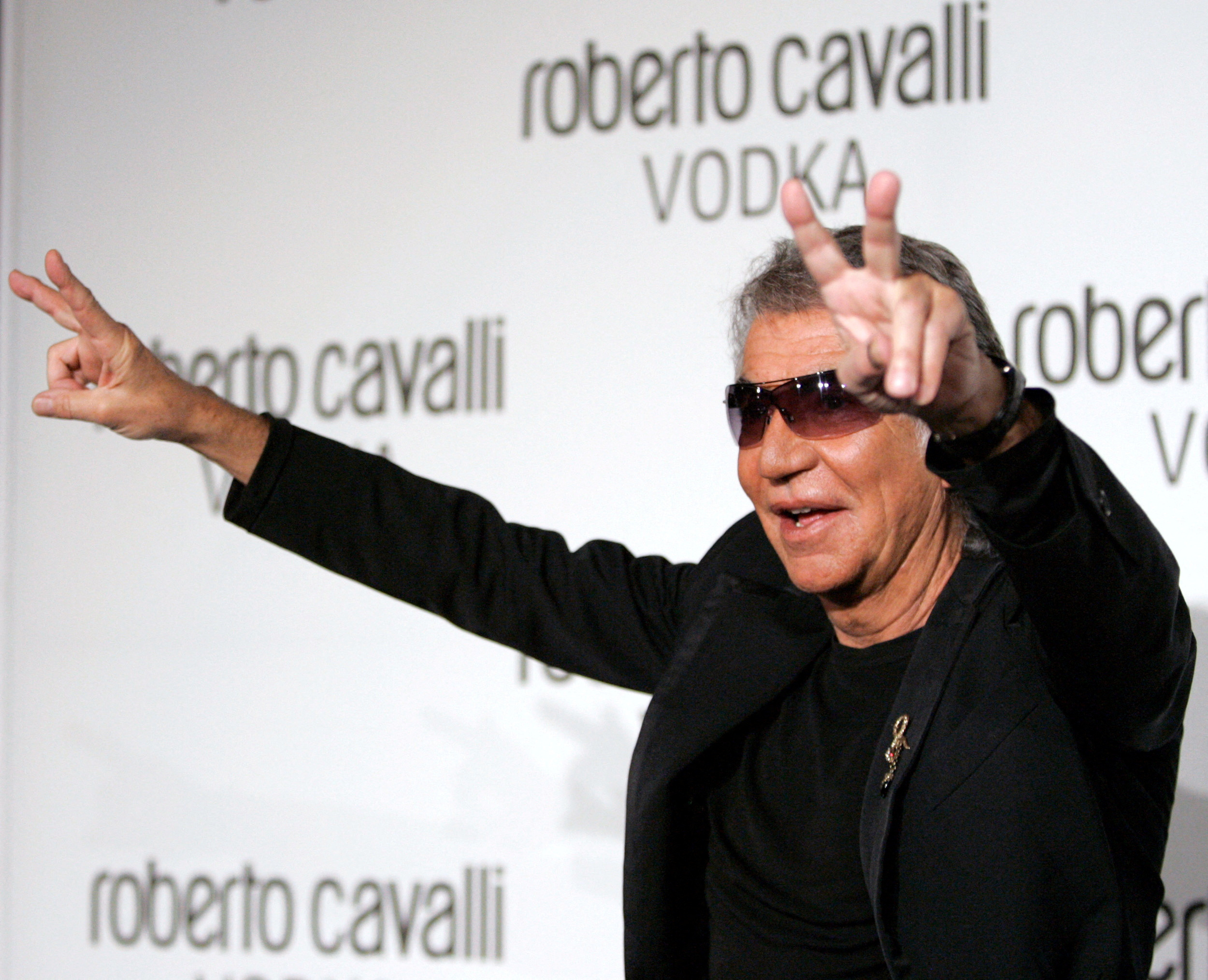 Roberto Cavalli gestures at launch party for Roberto Cavalli Vodka in Los Angeles