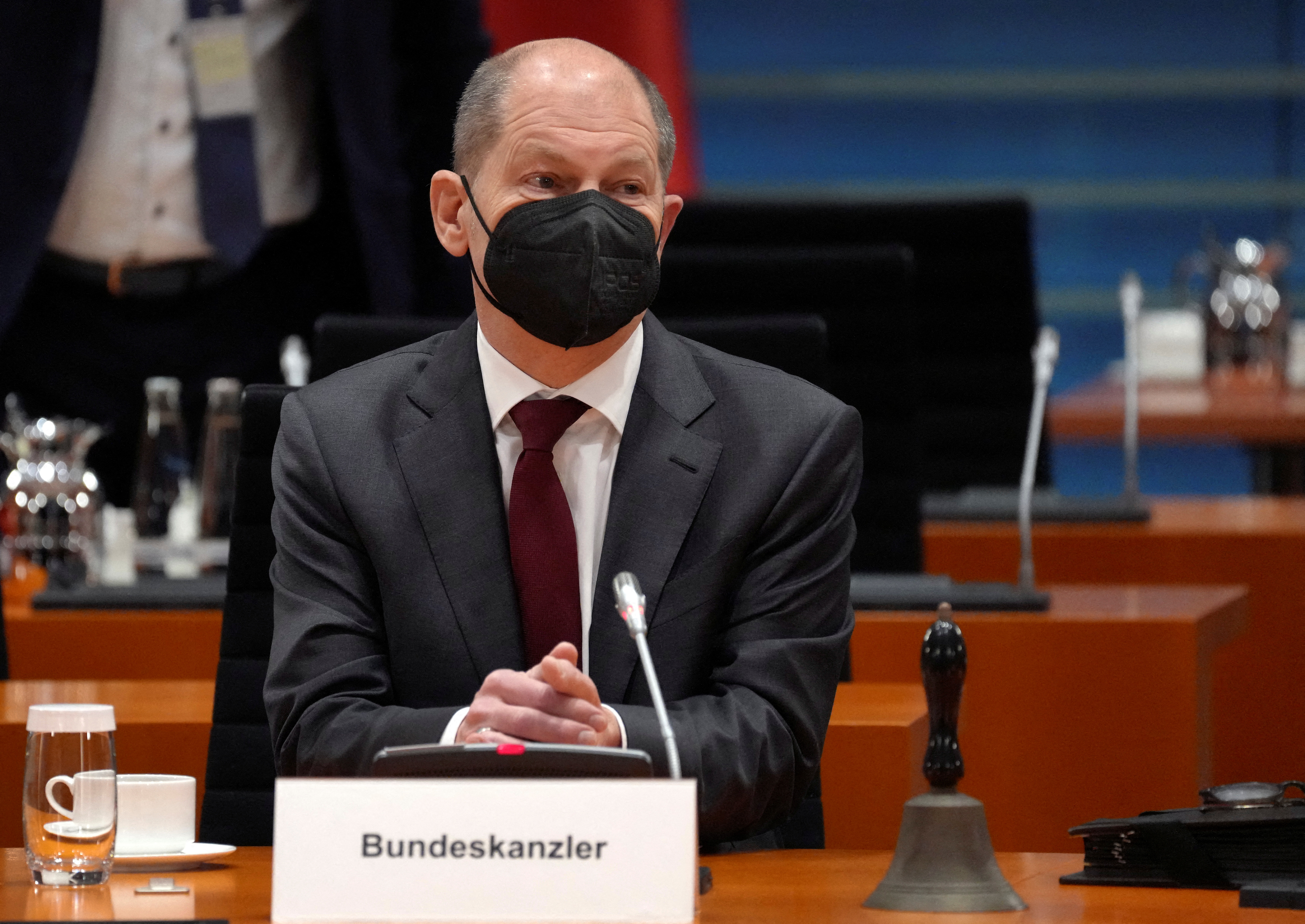 German Chancellor Olaf Scholz attends the weekly cabinet meeting at the Chancellery in Berlin