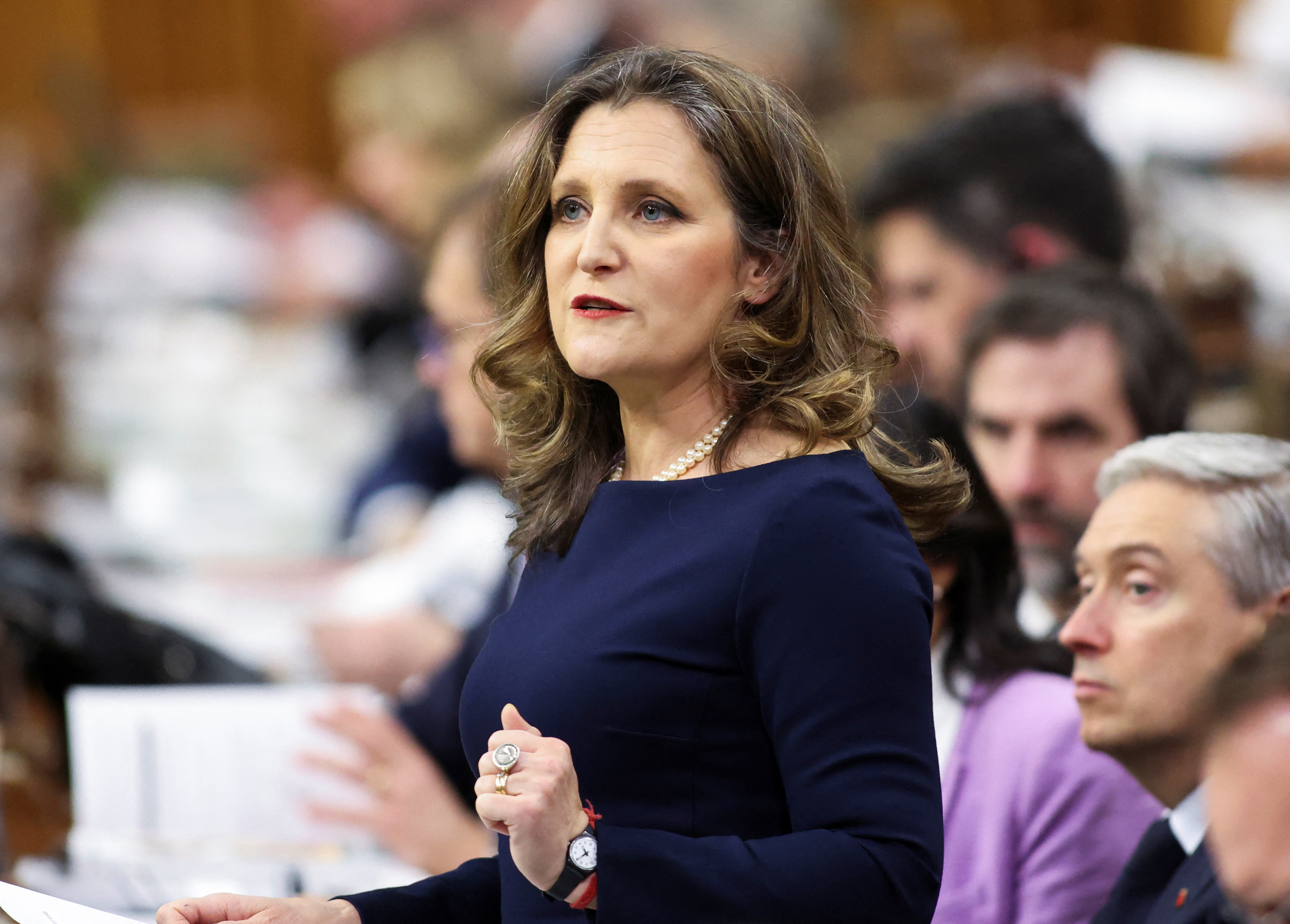 Canada's Deputy Prime Minister and Minister of Finance Chrystia Freeland presents the federal government budget for fiscal year 2024-25, in the House of Commons on Parliament Hill in Ottawa