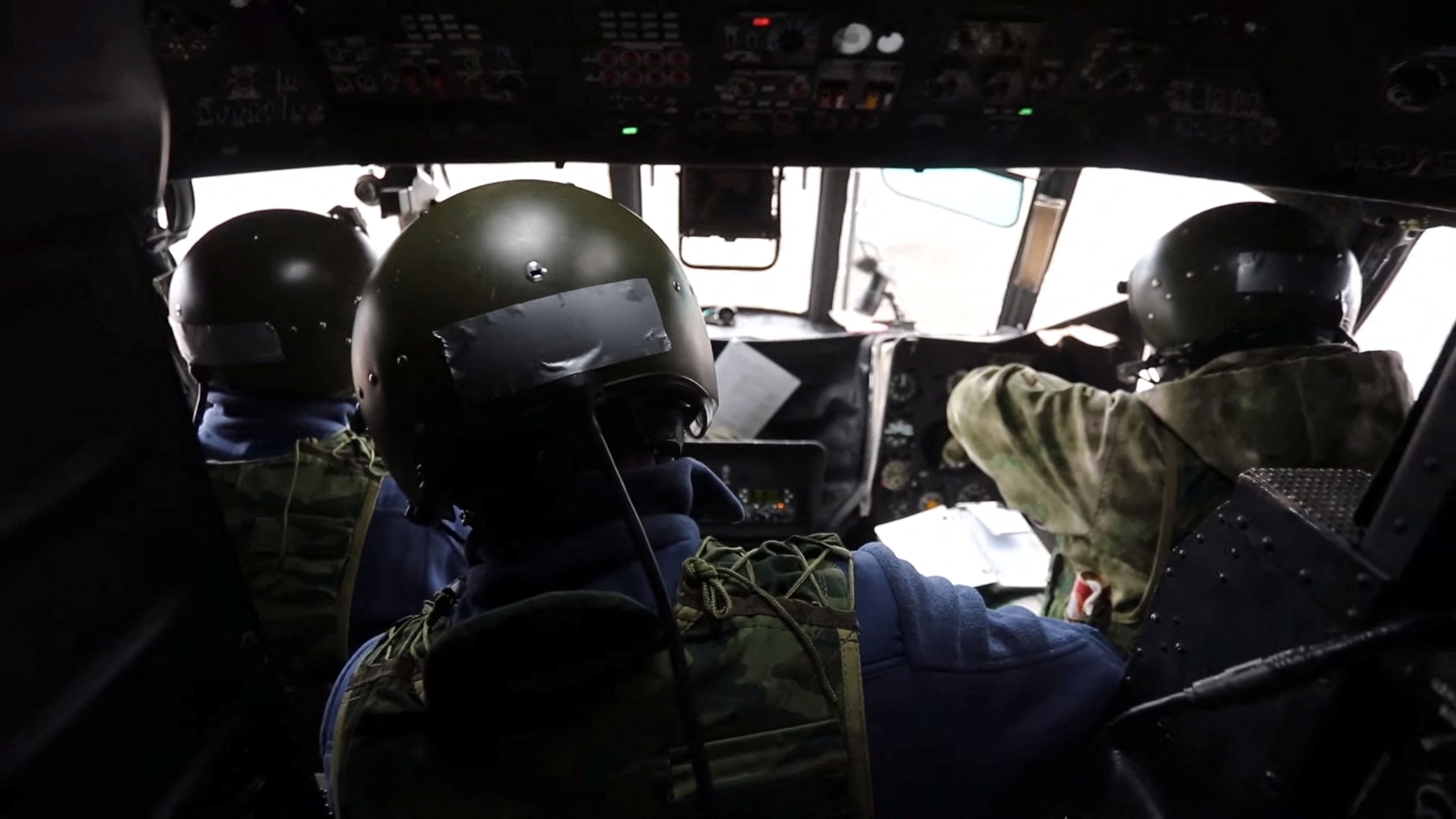 Army aviation helicopters escort units of Russian Armed Forces in Ukraine