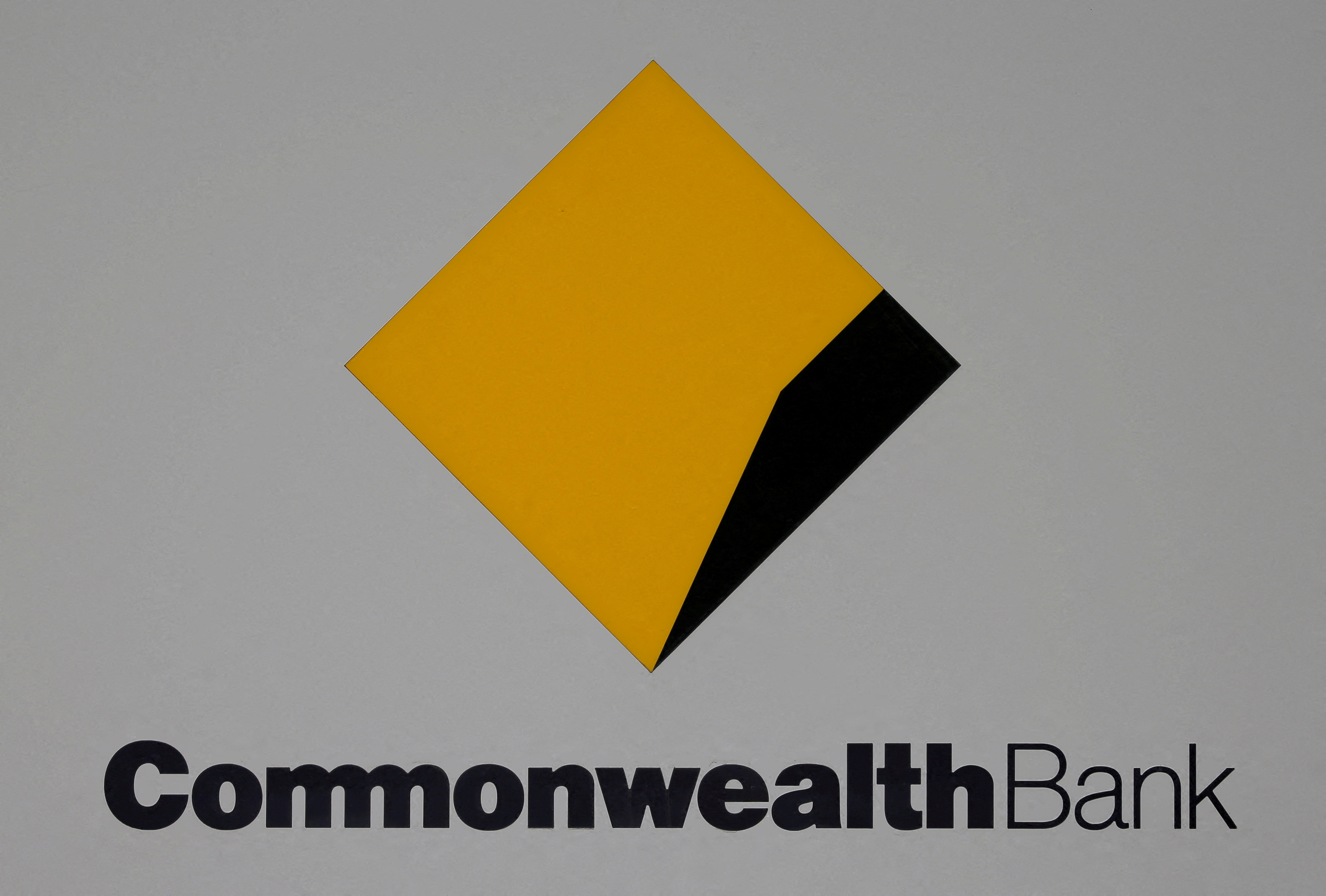 The Commonwealth Bank (CBA) logo is pictured outside the bank's corporate headquarters in Sydney