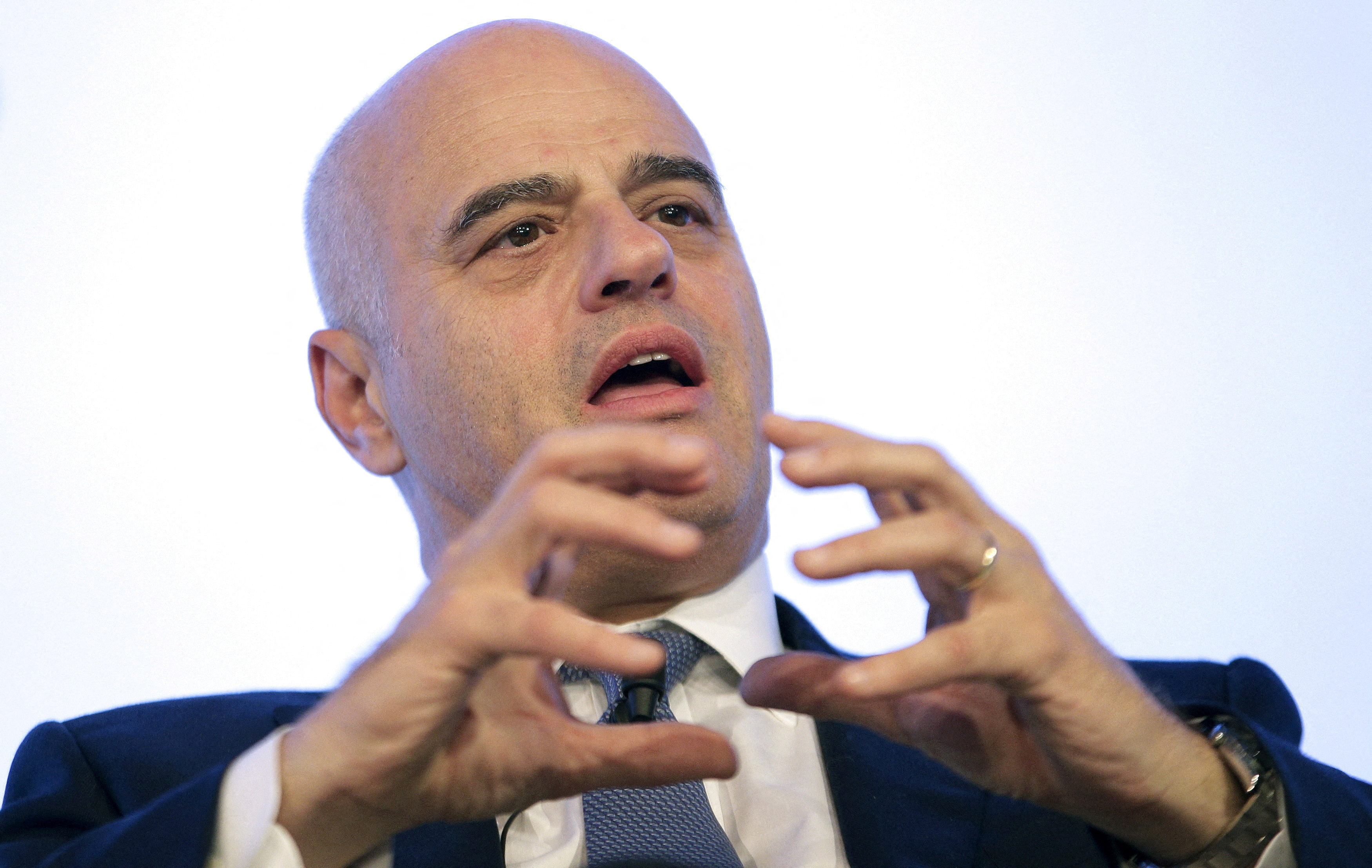 Eni CEO Descalzi speaks during the "Rome 2015 MED, Mediterranean dialogues" forum in Rome