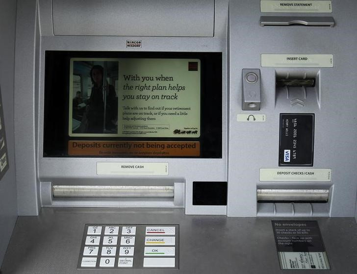 A Wells Fargo ATM bank machine is shown here in Solana Beach, California