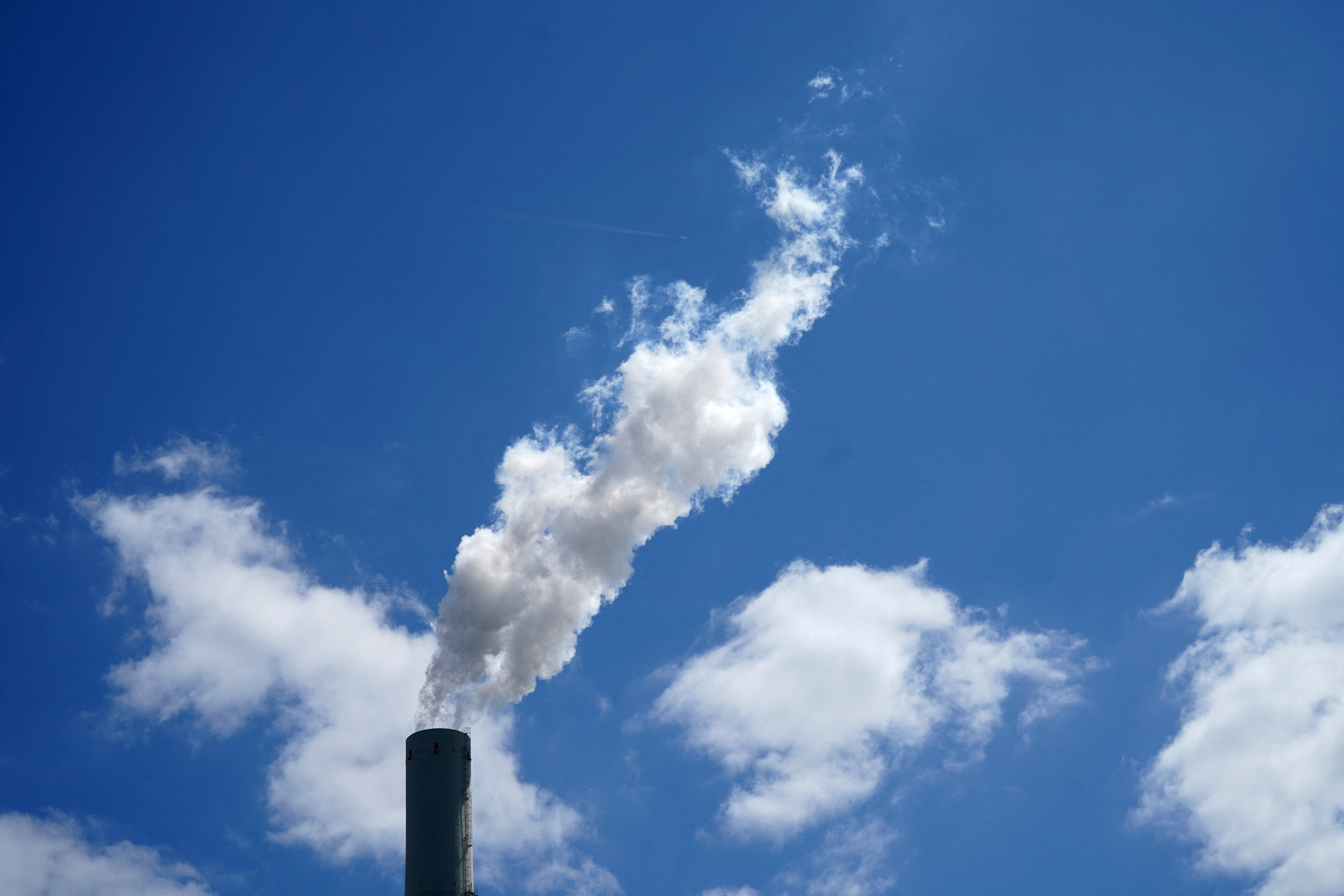 View of a smoking chimney