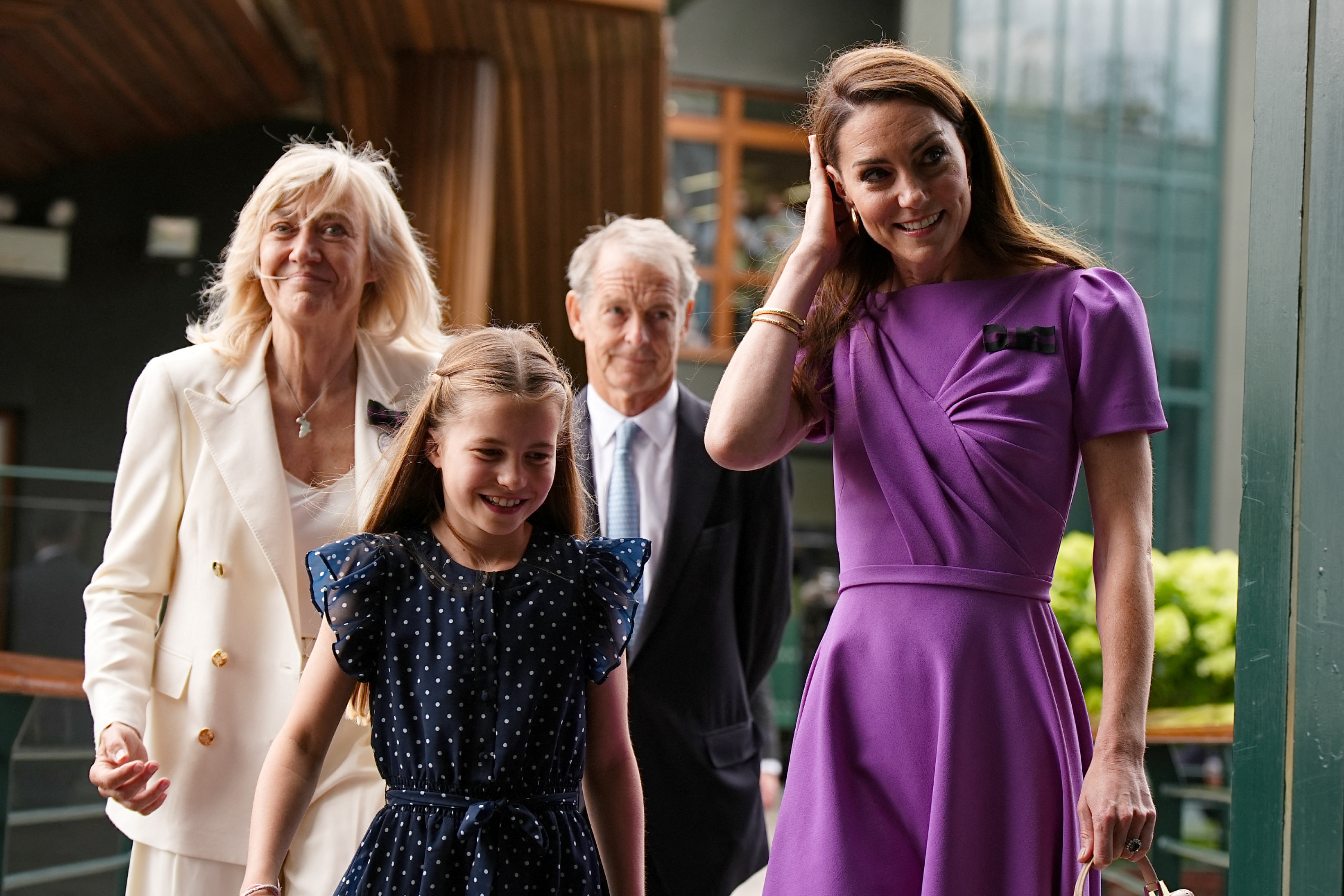 Britain's Catherine, Princess of Wales and Princess Charlotte at the 2024 Wimbledon Championships in London