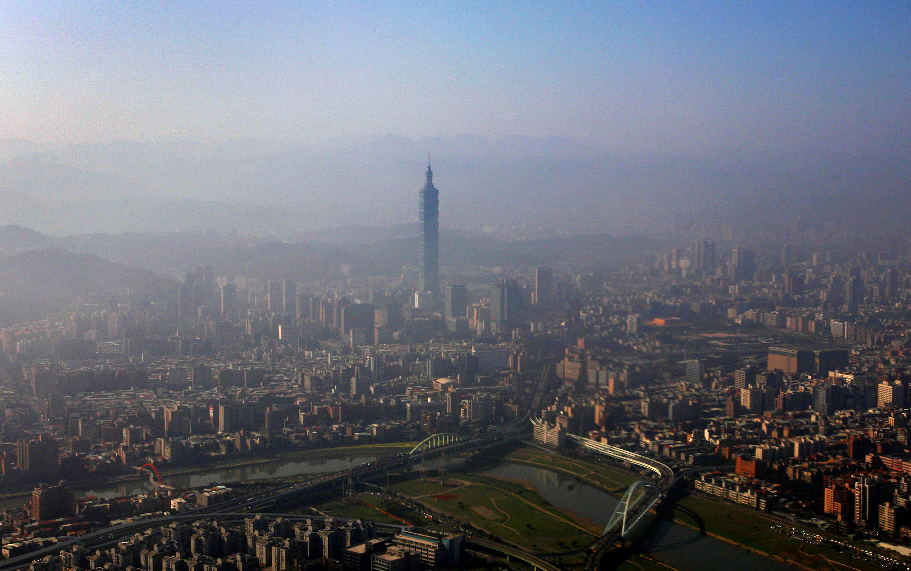 The Taipei 101 building is seen amidst the Taipei city skyline