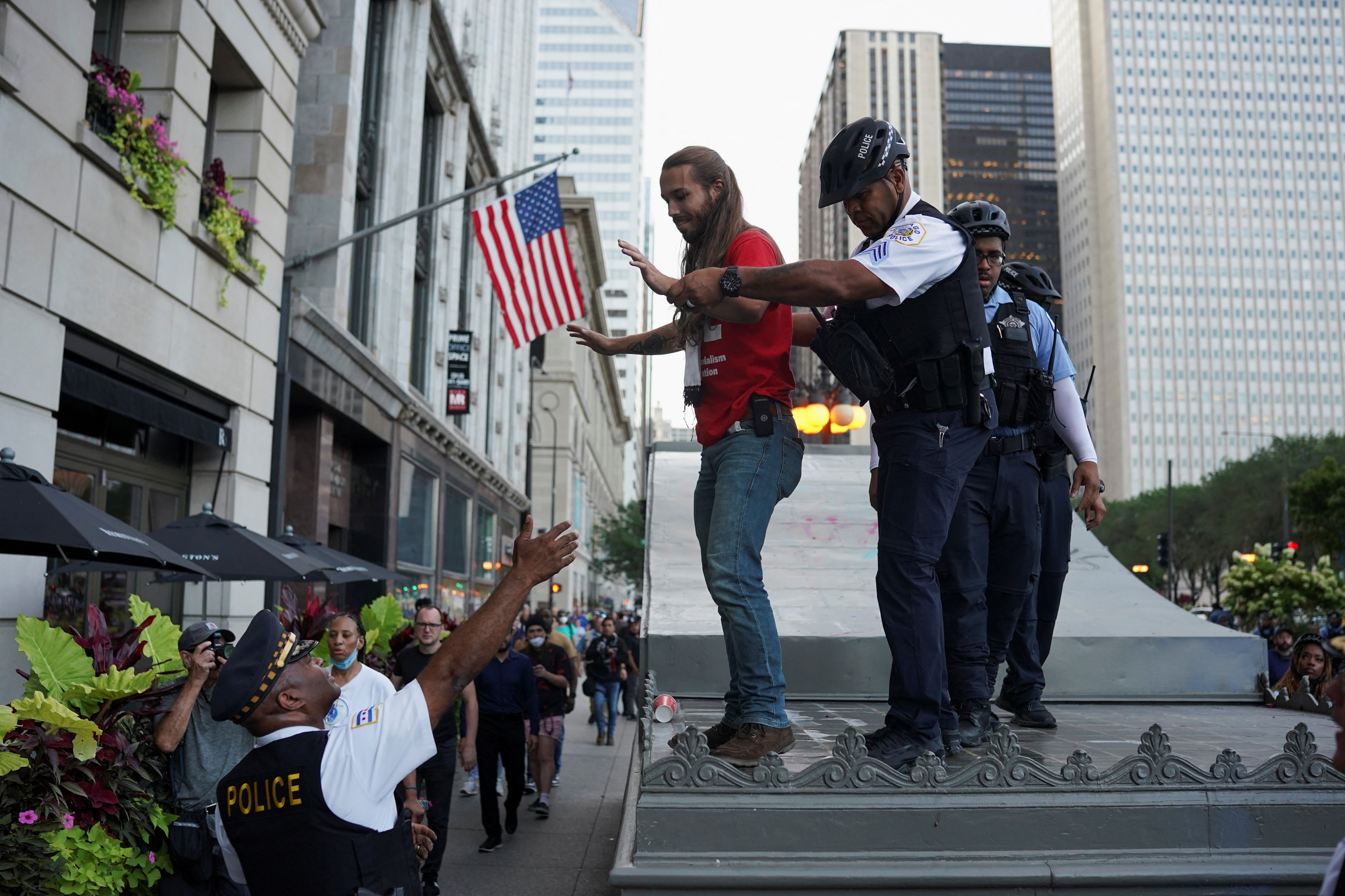 Protest organized by pro-abortion rights, pro-LGBT rights and pro-Palestinian activists, in Chicago