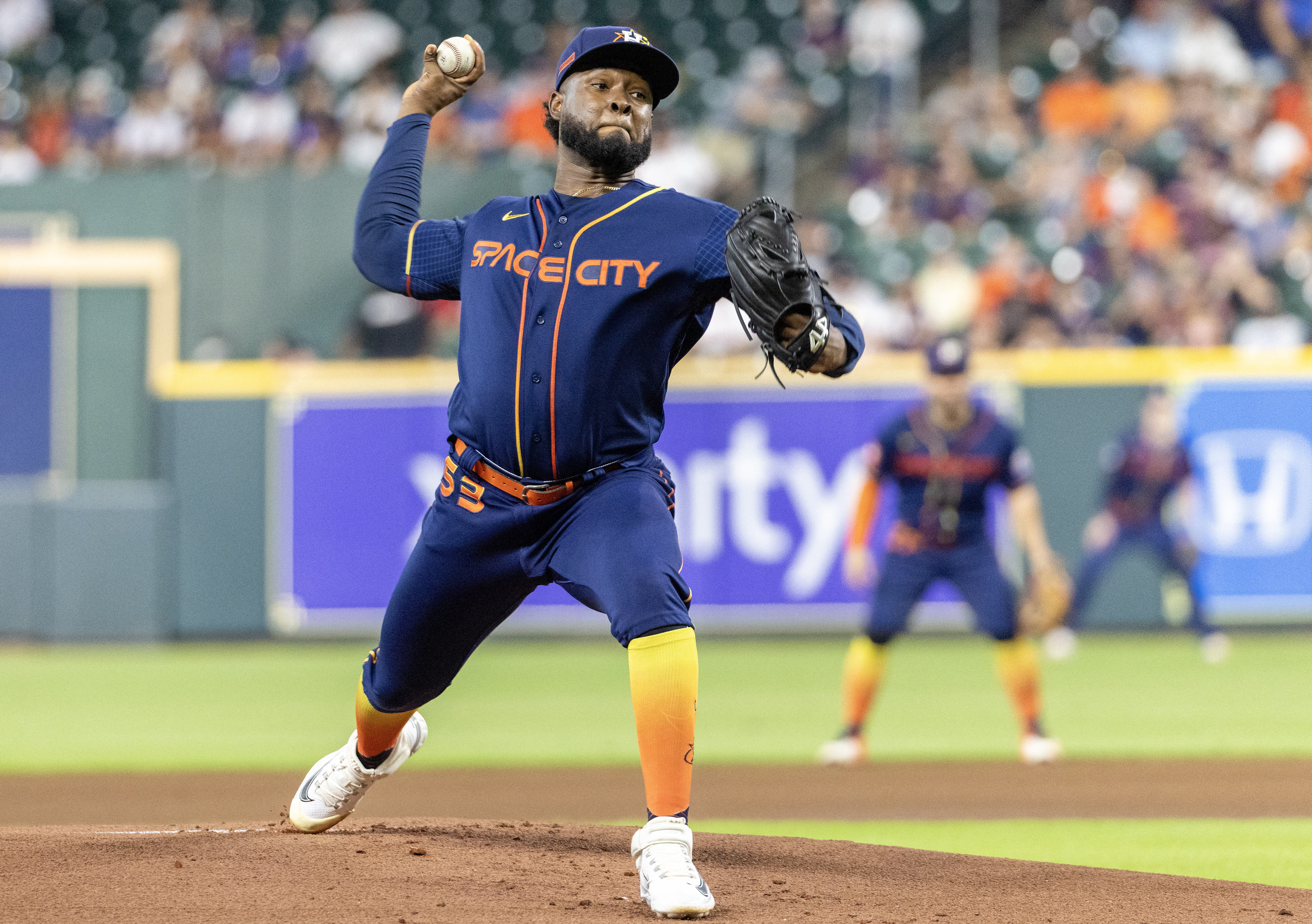 Houston Astros center fielder Chas McCormick and bullpen catcher