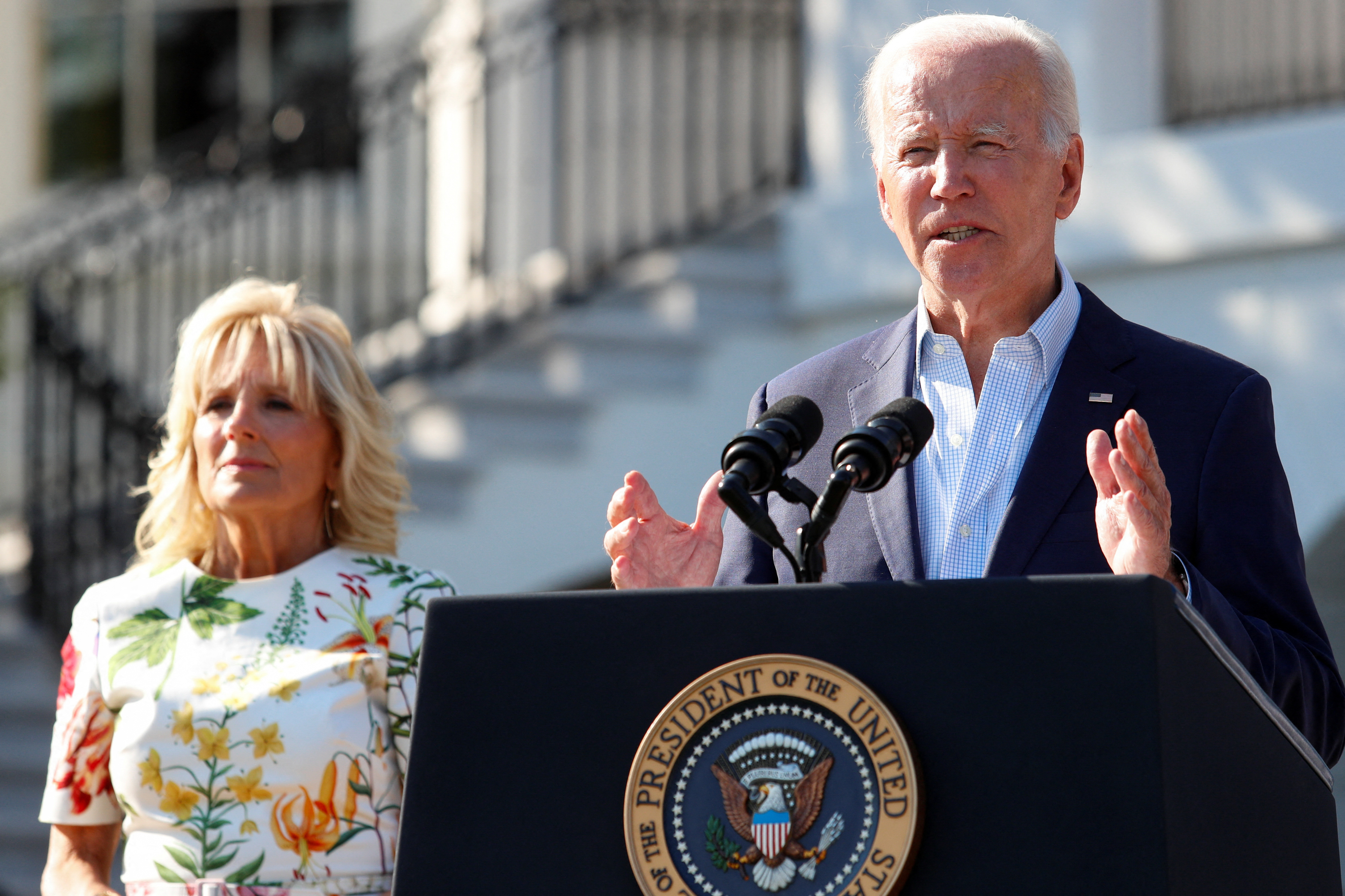 U.S. President Biden delivers remarks during an Independence Day celebration, in Washington