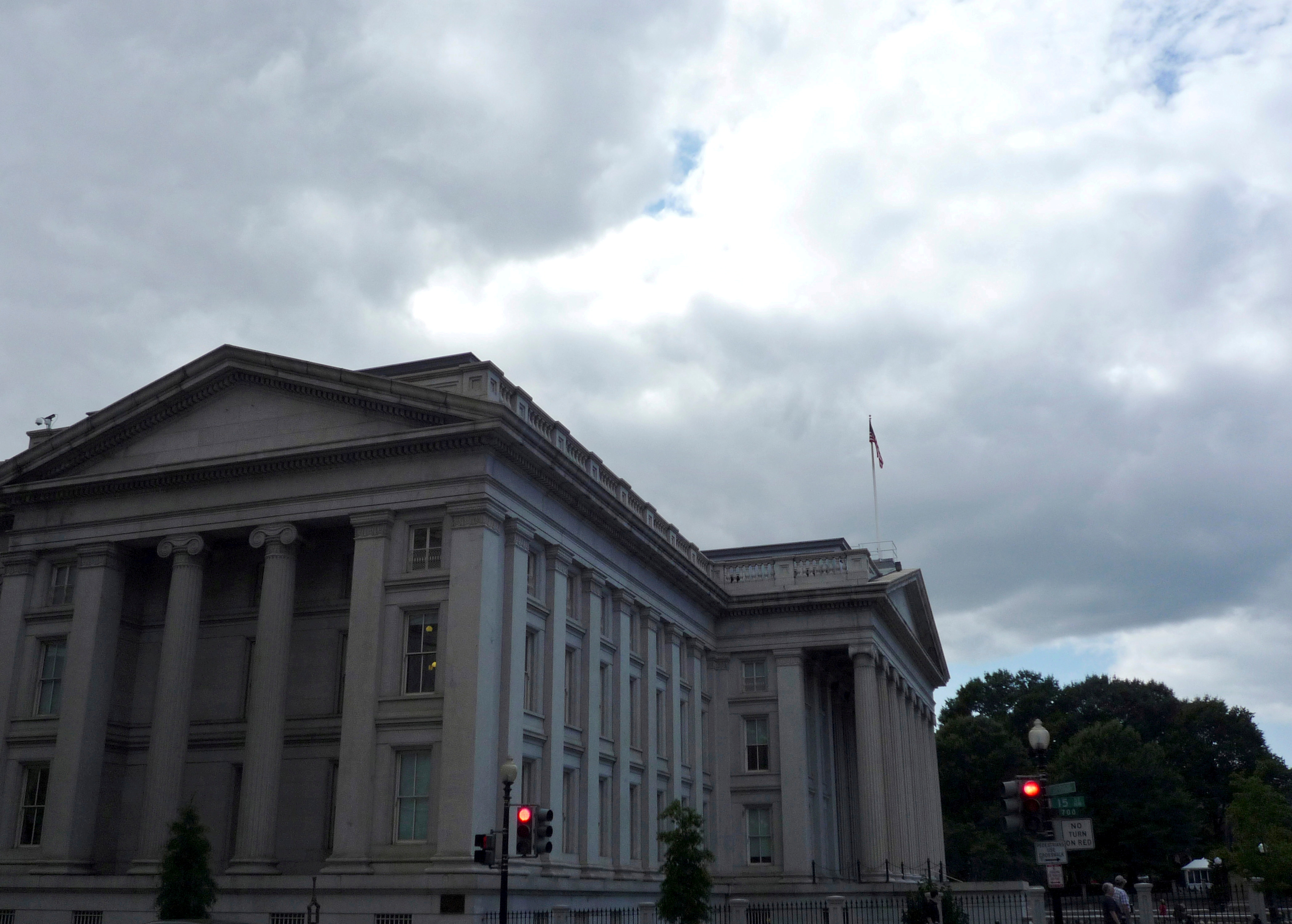 The U.S. Treasury building is seen in Washington