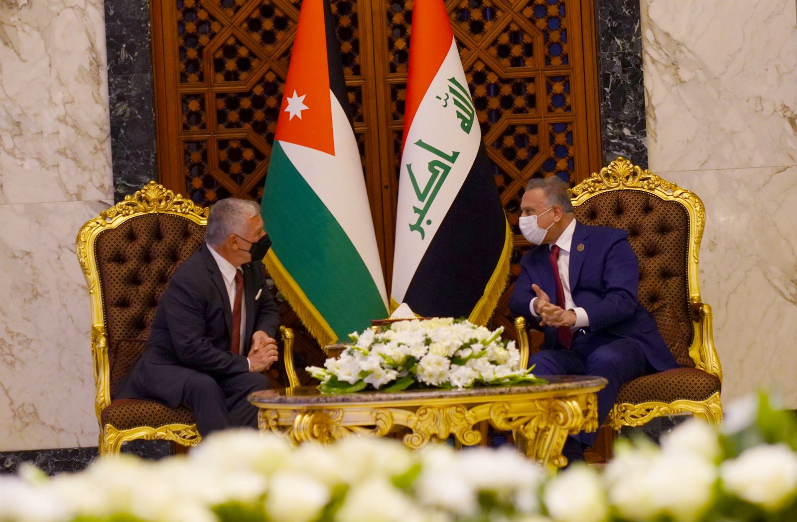 Iraqi Prime Minister Mustafa al-Kadhimi meets with Jordan's King Abdullah II, ahead of the Baghdad summit in Baghdad