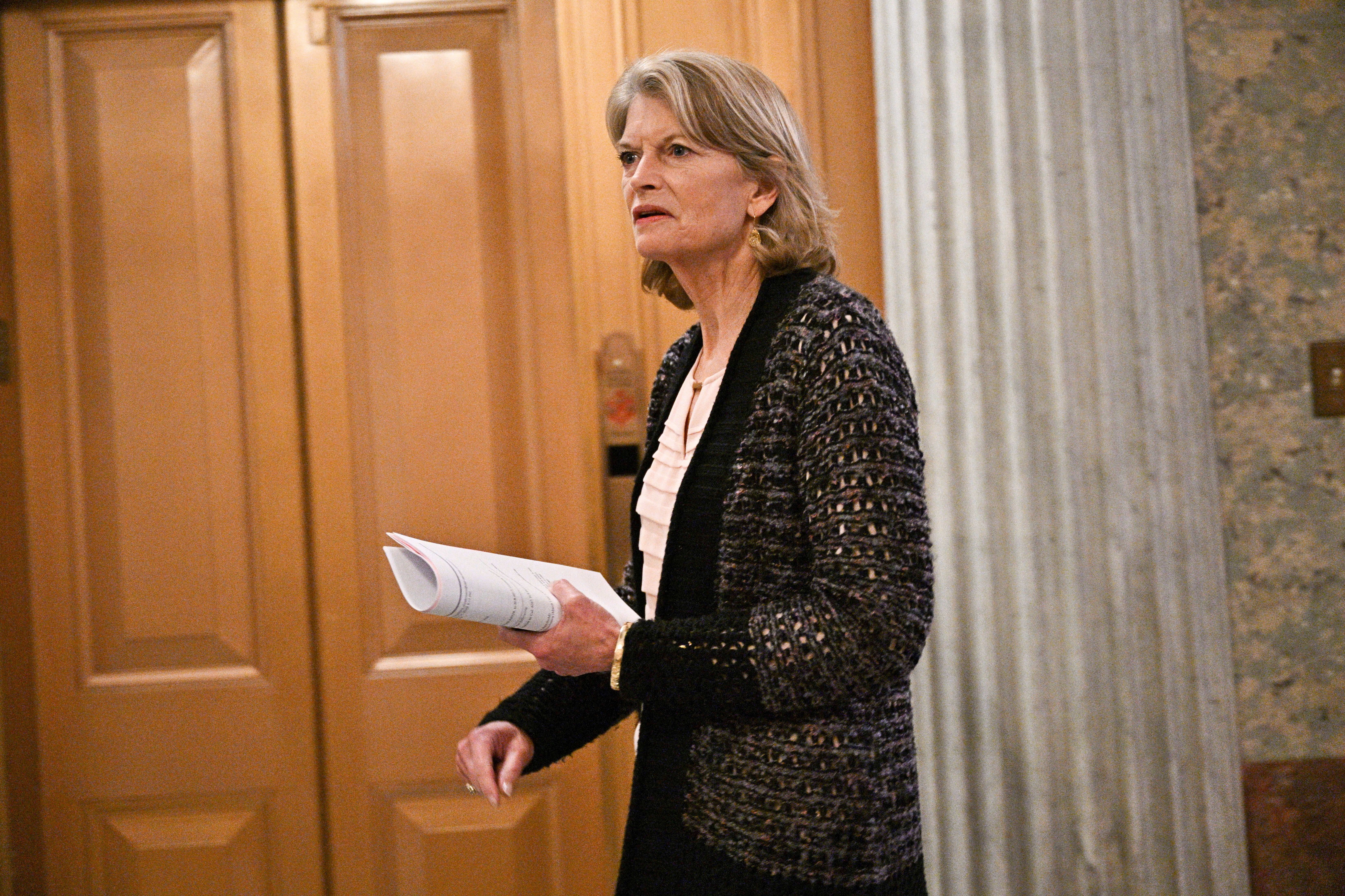 U.S. Senator Lisa Murkowski (R-AK) arrives to vote on an amendment to the Continuing Resolution that averted a shutdown of the federal government, at the U.S. Capitol in Washington