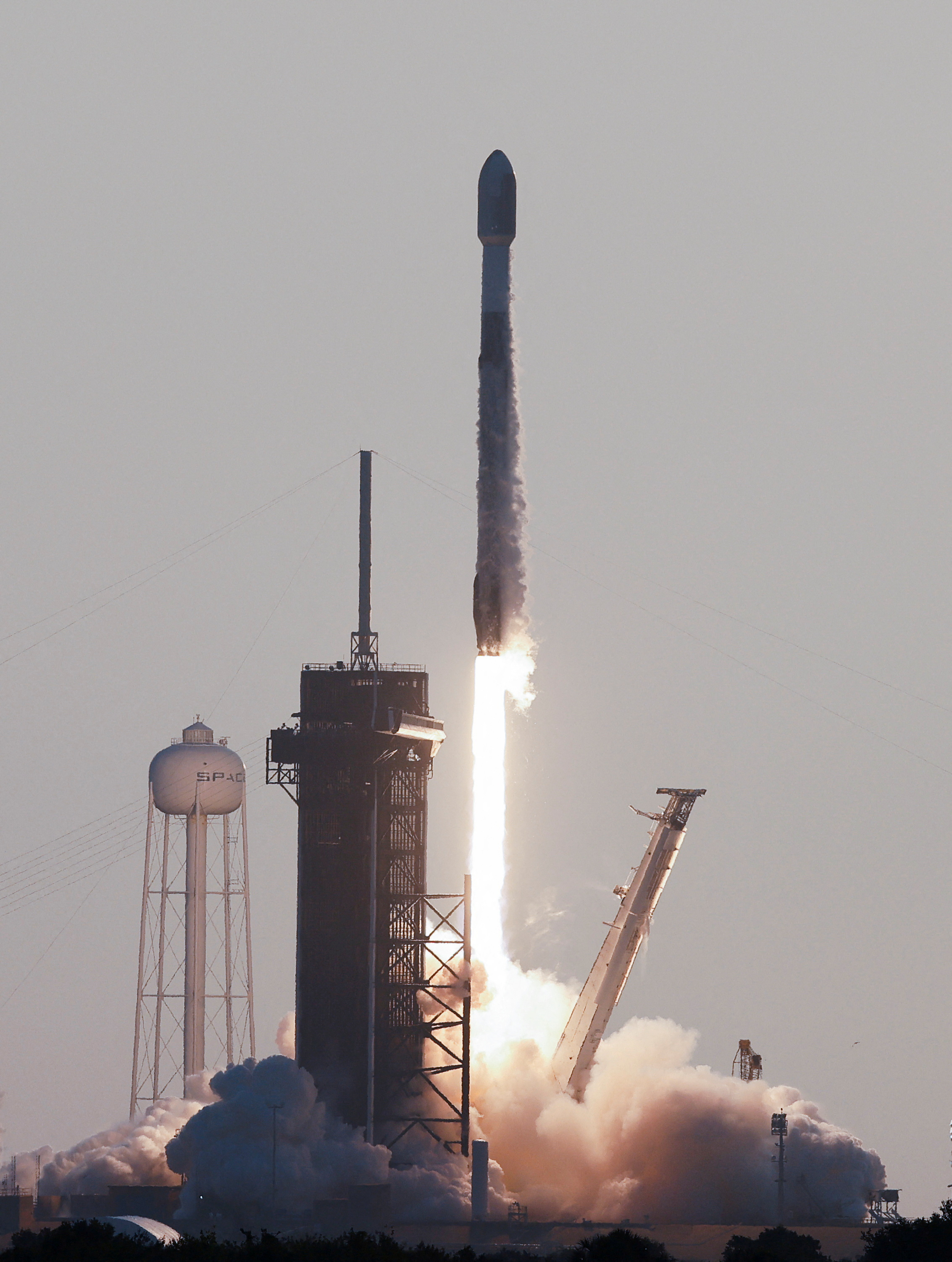 A SpaceX Falcon 9 rocket lifts off, carrying 53 Starlink internet satellites, from the Kennedy Space Center in Cape Canaveral