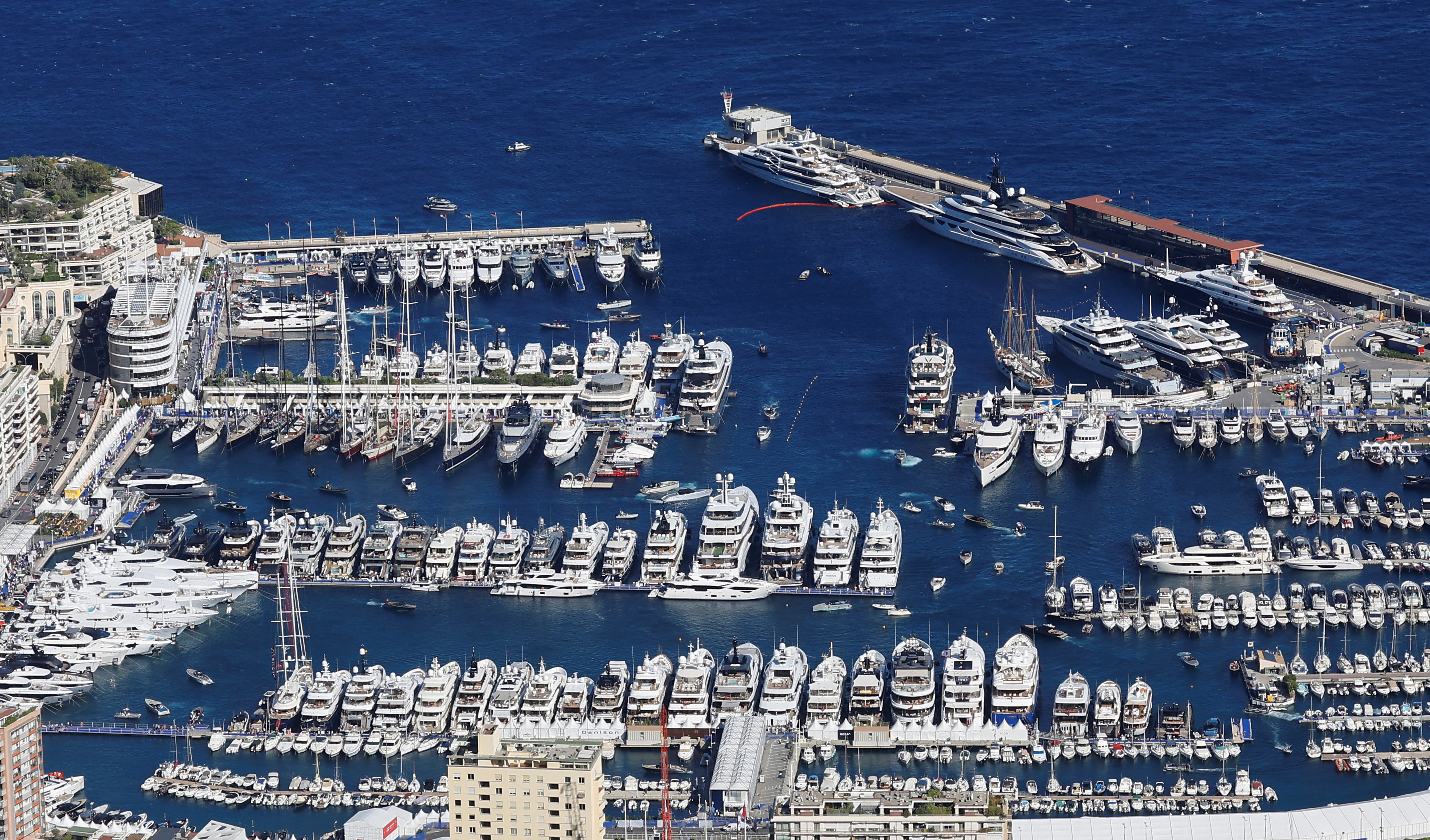 Monaco Yacht Show in the port of Monaco