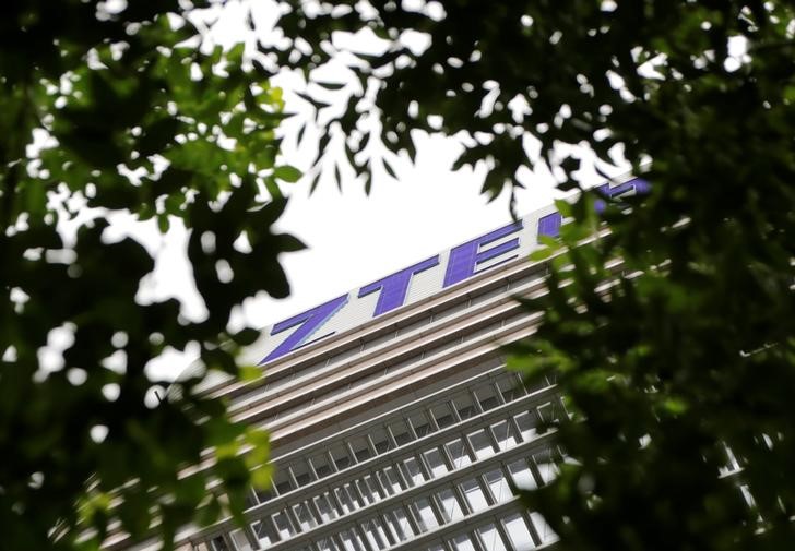 The logo of China's ZTE Corp is seen on the building of ZTE Beijing research and development center in Beijing
