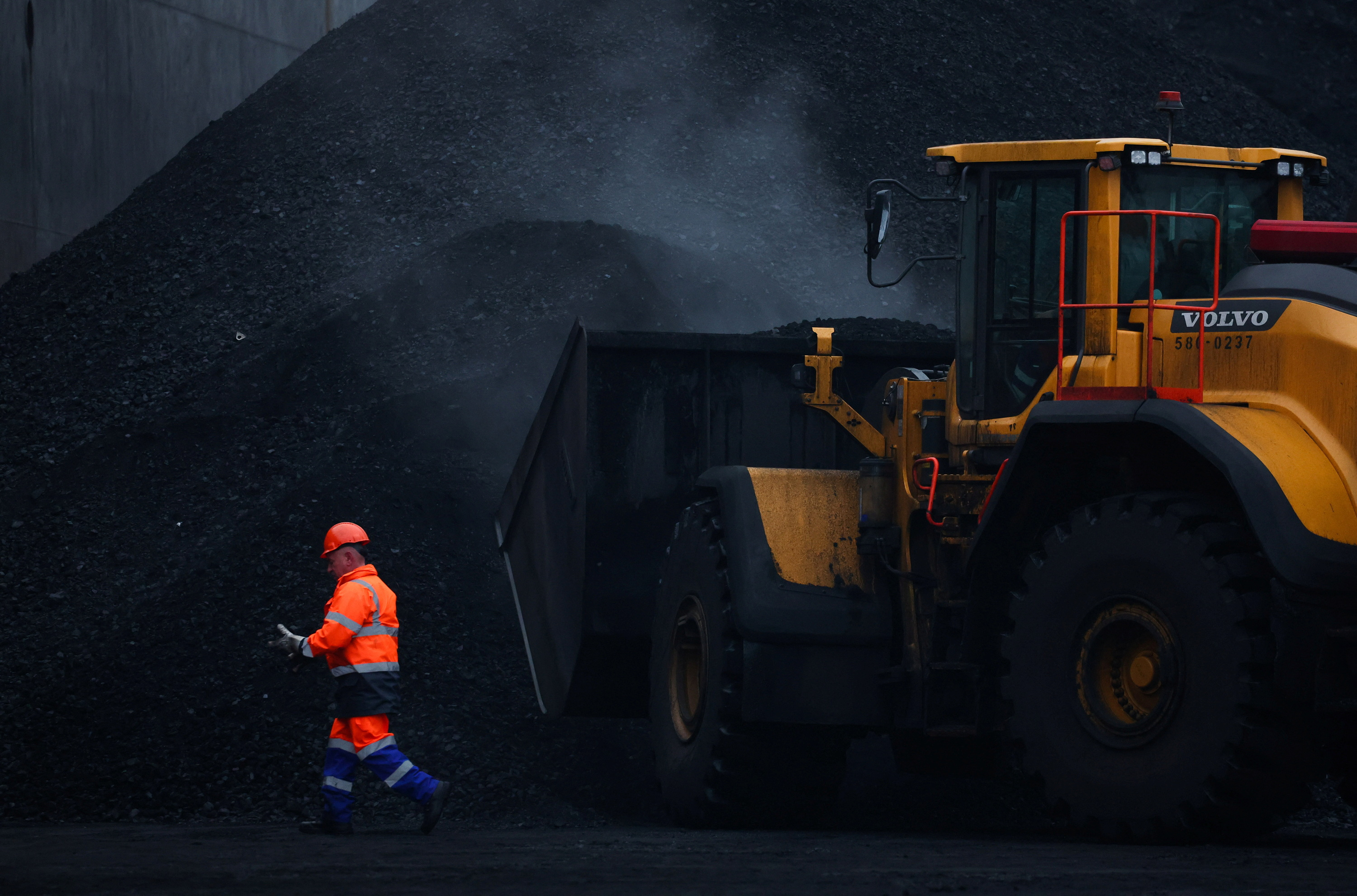 The coal is unloaded from a vessel in Port Gdanski Eksploatacja, Gdansk