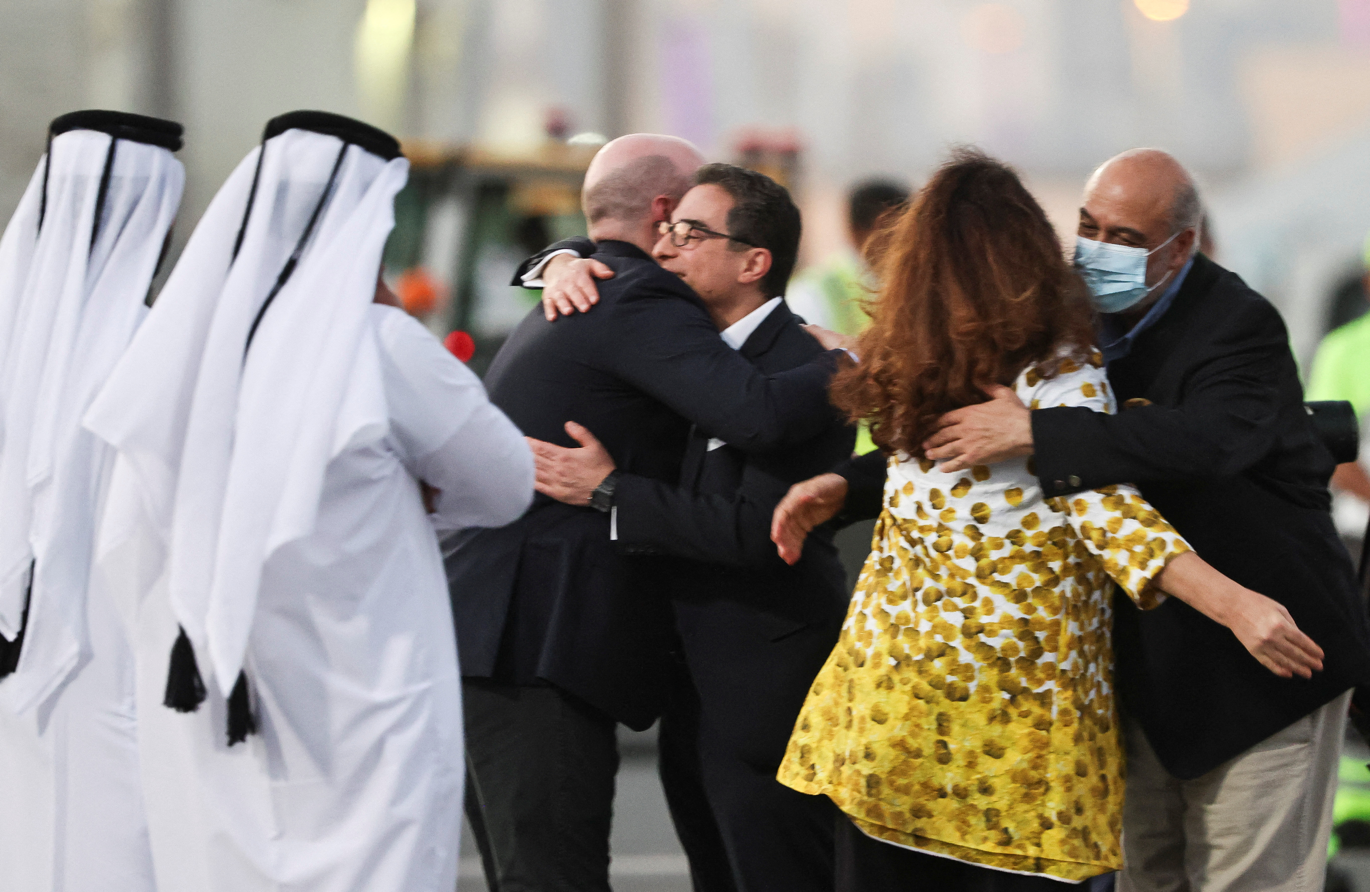 Americans released in a swap deal between the U.S. and Iran arrive in Doha