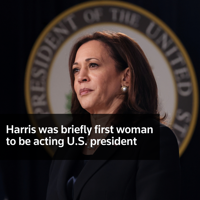 Harris fue brevemente la primera mujer en ser presidente en funciones de los Estados Unidos cuando Biden se sometió a una colonoscopia