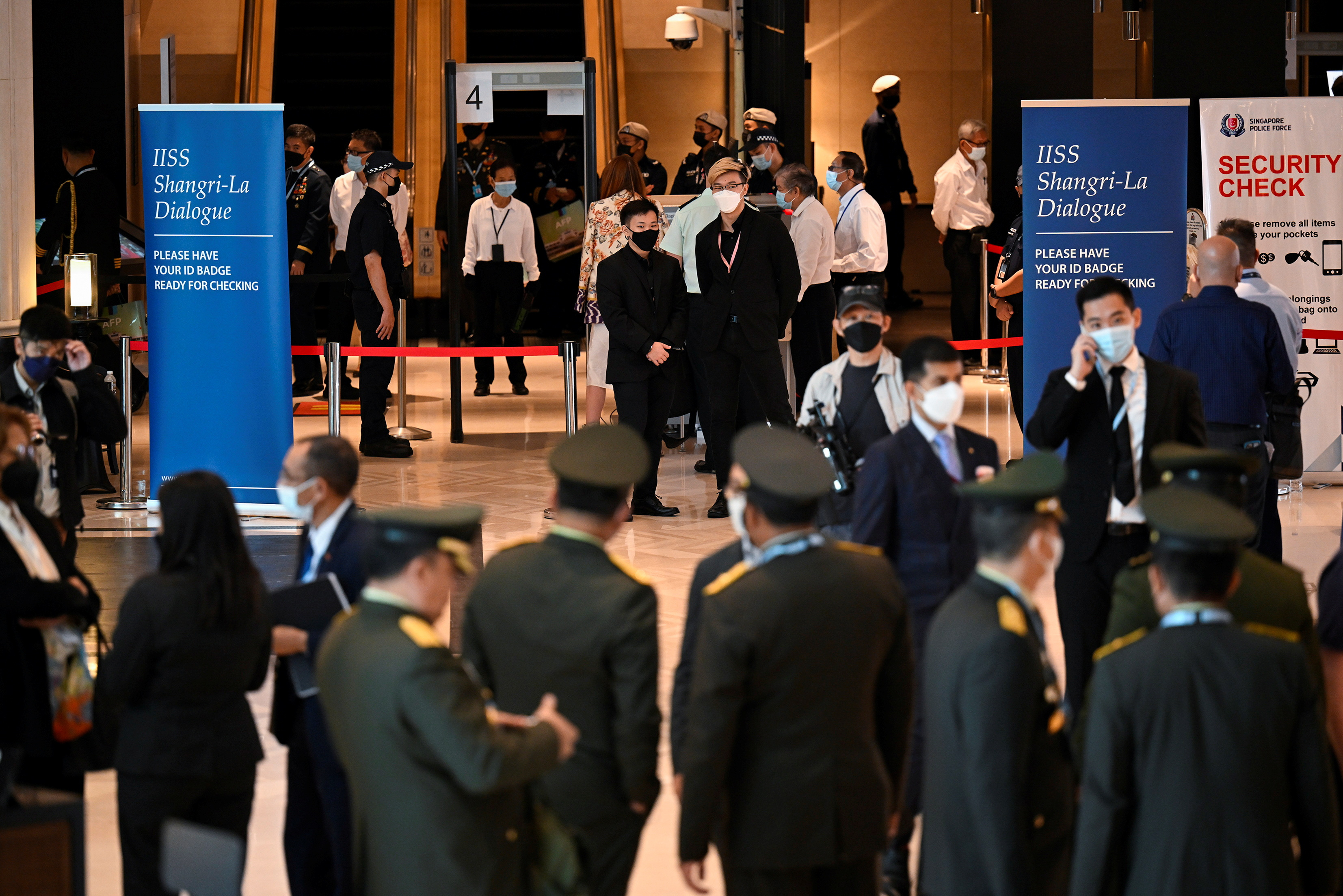 Security checkpoints at the venue of the 19th Shangri-La Dialogue in Singapore