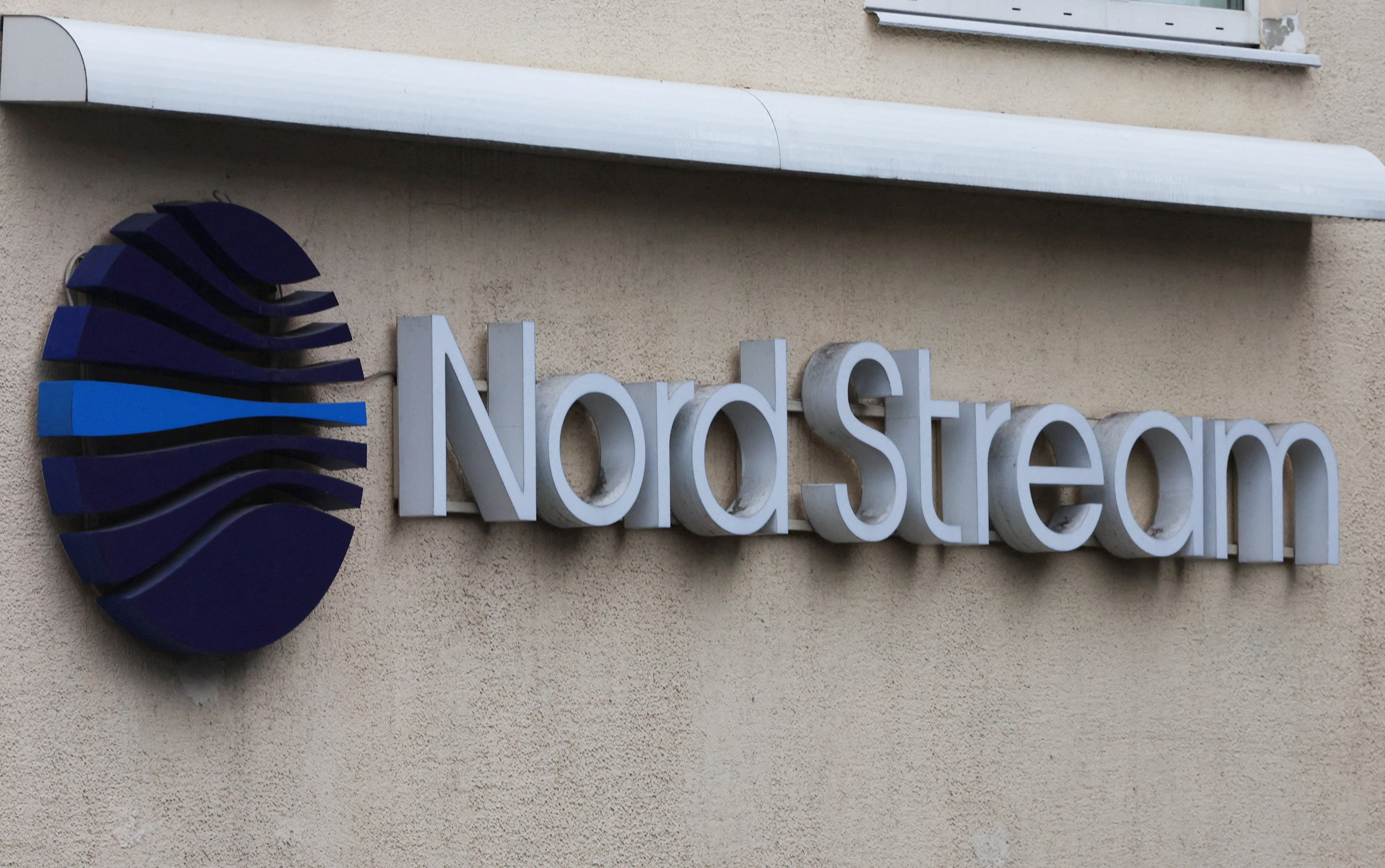 The logo of Nord Stream AG is seen at an office building in Vyborg