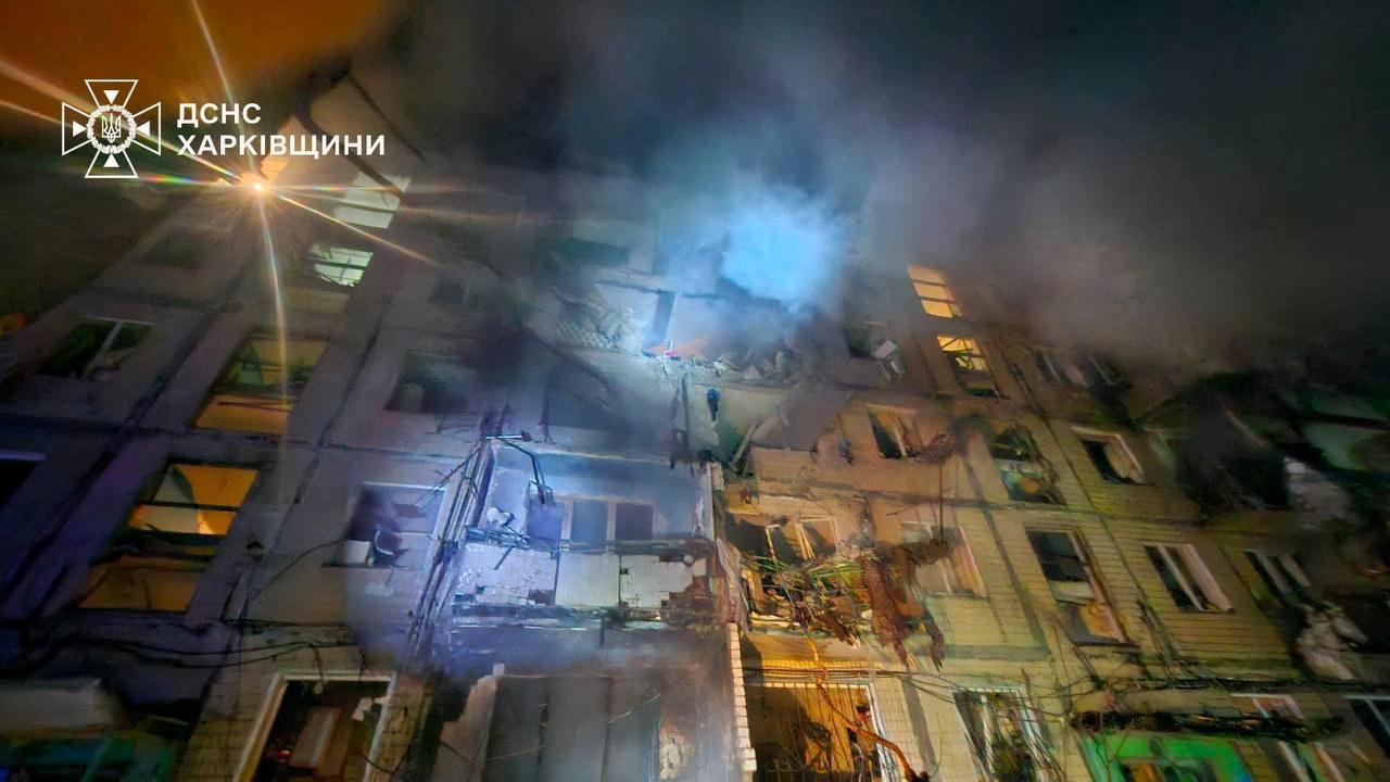 Russian guided bomb hits apartment building in Ukraine's Kharkiv ...