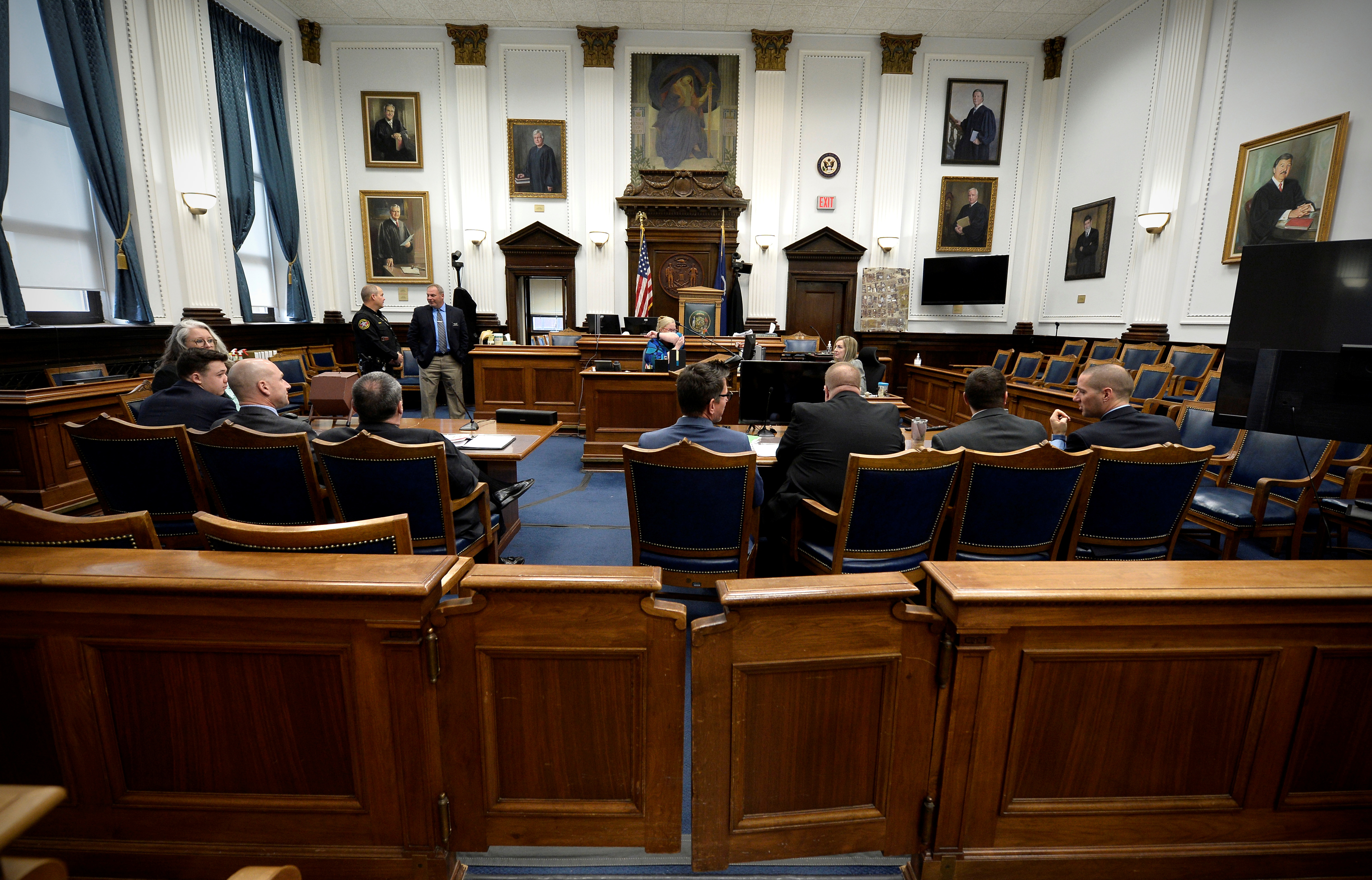 US: Jury in teen Rittenhouse's murder trial ends first day without verdict 8 The prosecution and defense wait for the judge and the jury to start the day for Kyle Rittenhouse's trial at the Kenosha County Courthouse in Kenosha, Wisconsin, U.S., November 16, 2021. Sean Krajacic/Pool via REUTERS
