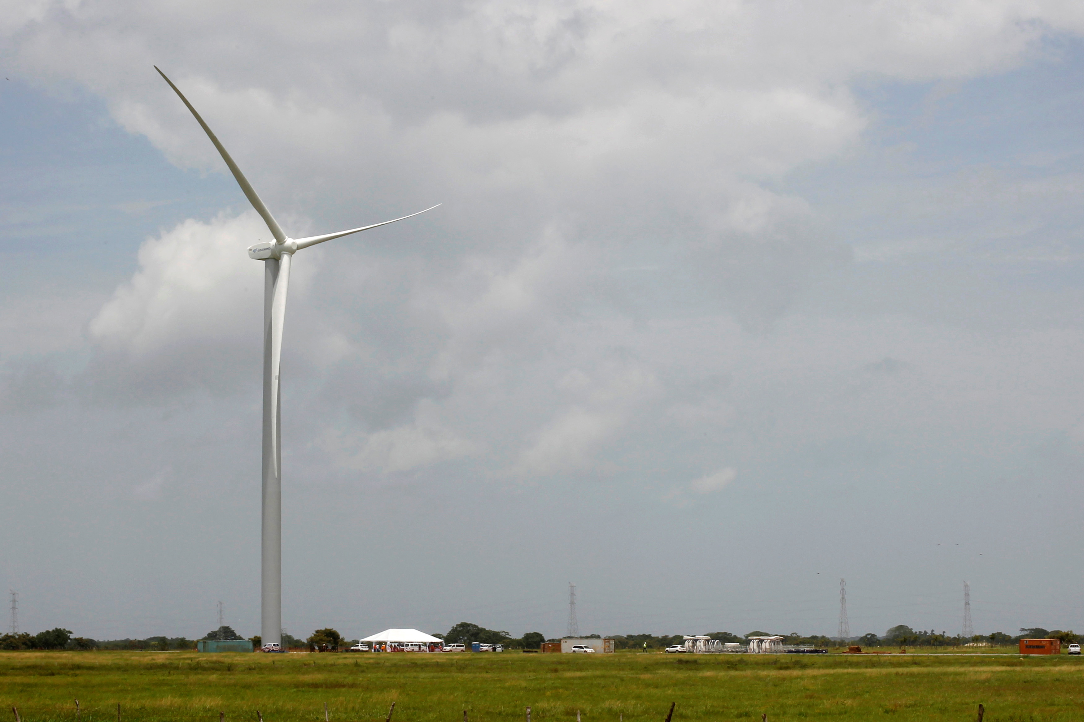 A wind turbine, the first of 88 installed at the Wind Power Park Eolico, is pictured in Penonome