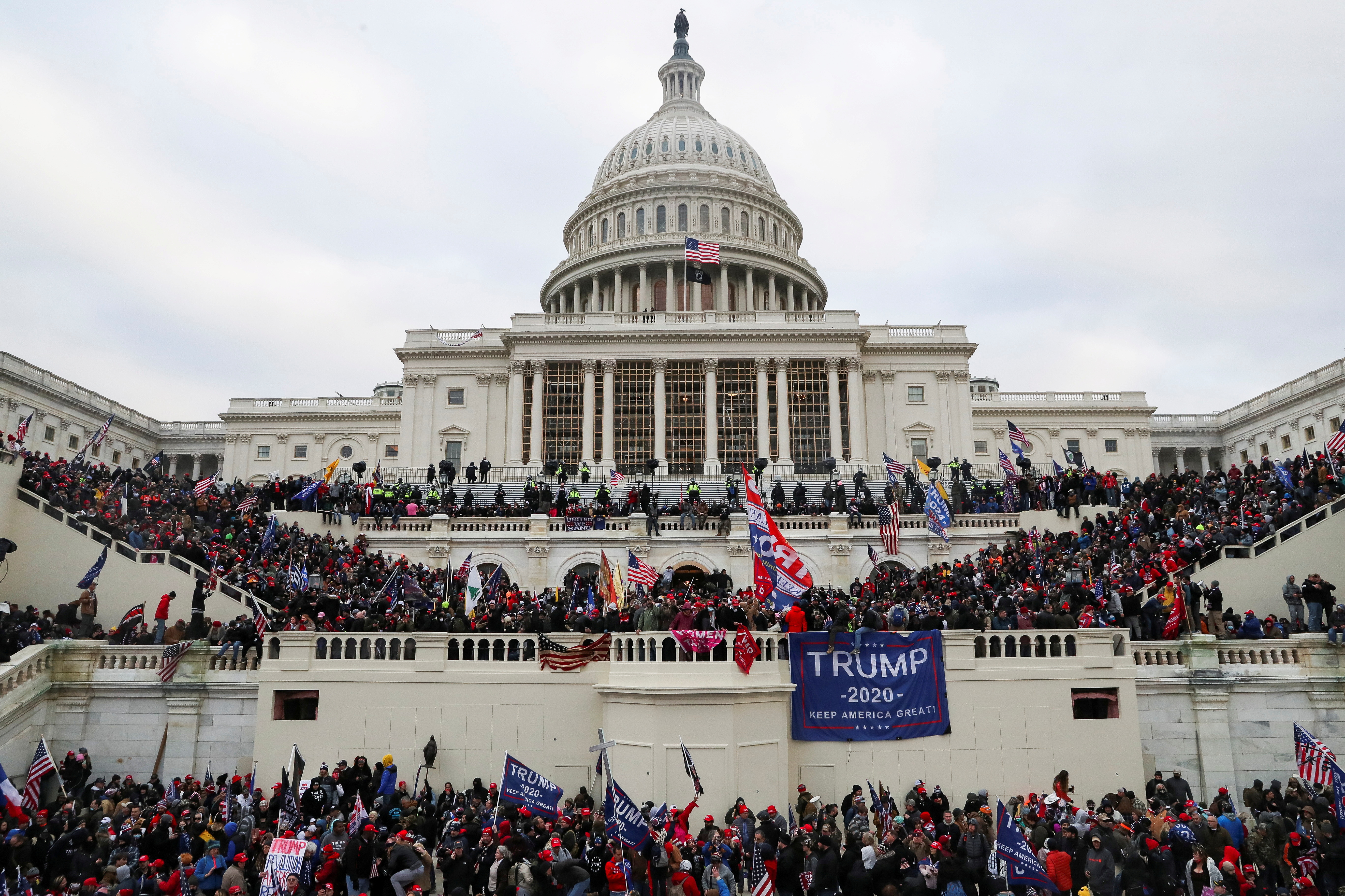 Supporters of U.S. President Donald Trump gather in front of the U.S. Capitol Building in Washington, U.S., January 6, 2021. REUTERS/Leah Millis/File Photo
