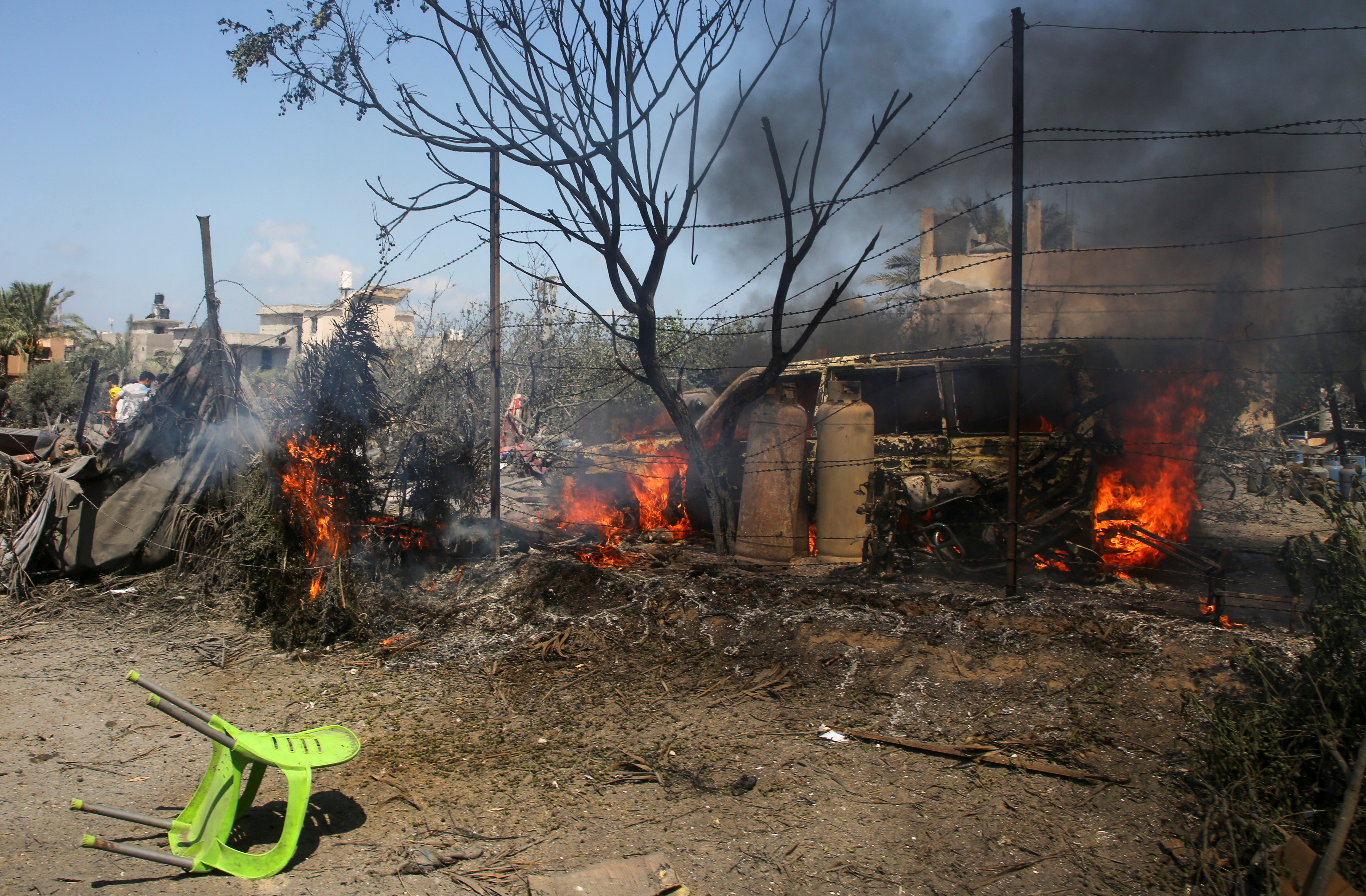 Aftermath of Israeli strikes in Khan Younis in the southern Gaza Strip