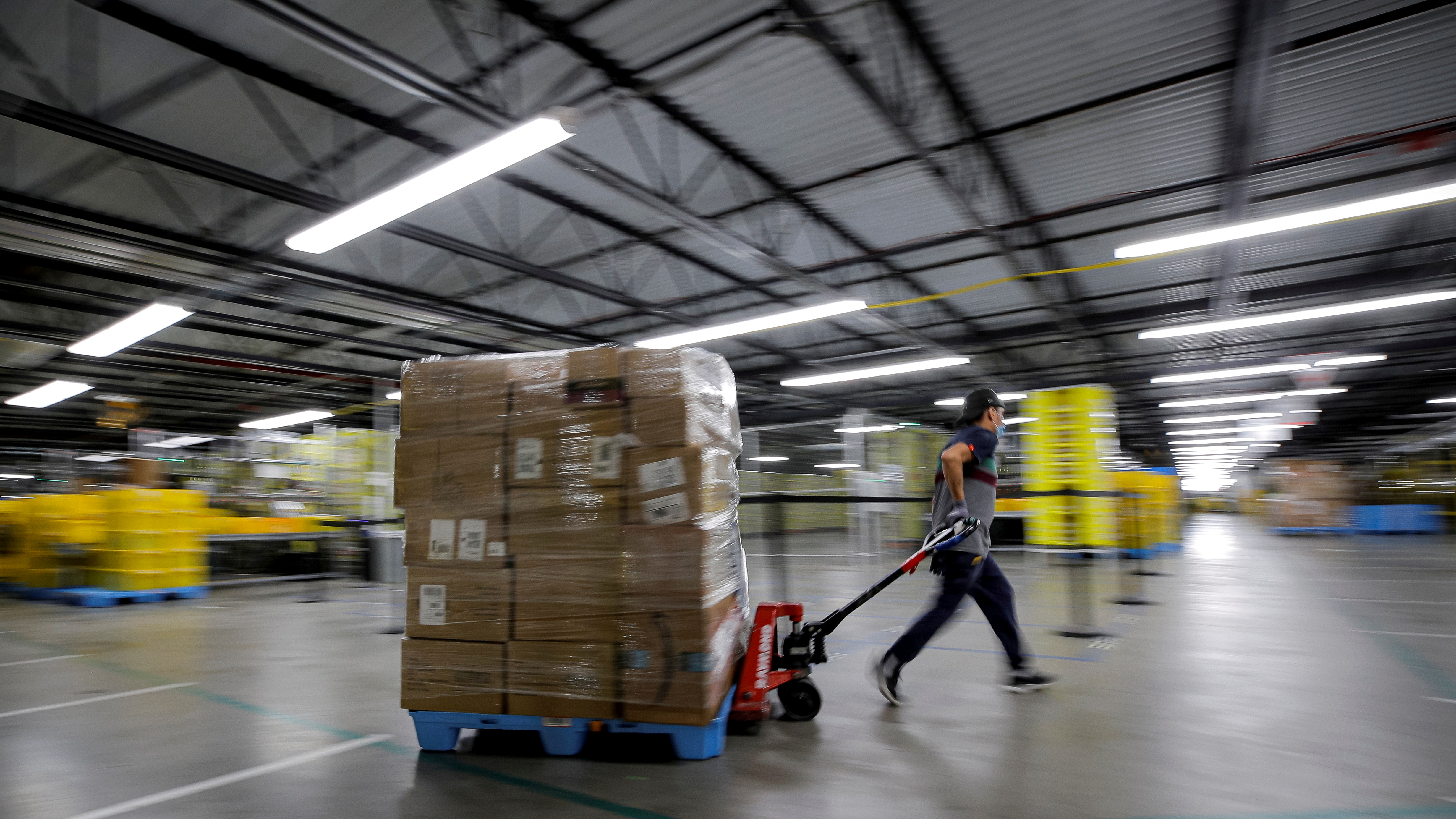 Amazon's JFK8 distribution center in Staten Island, New York City