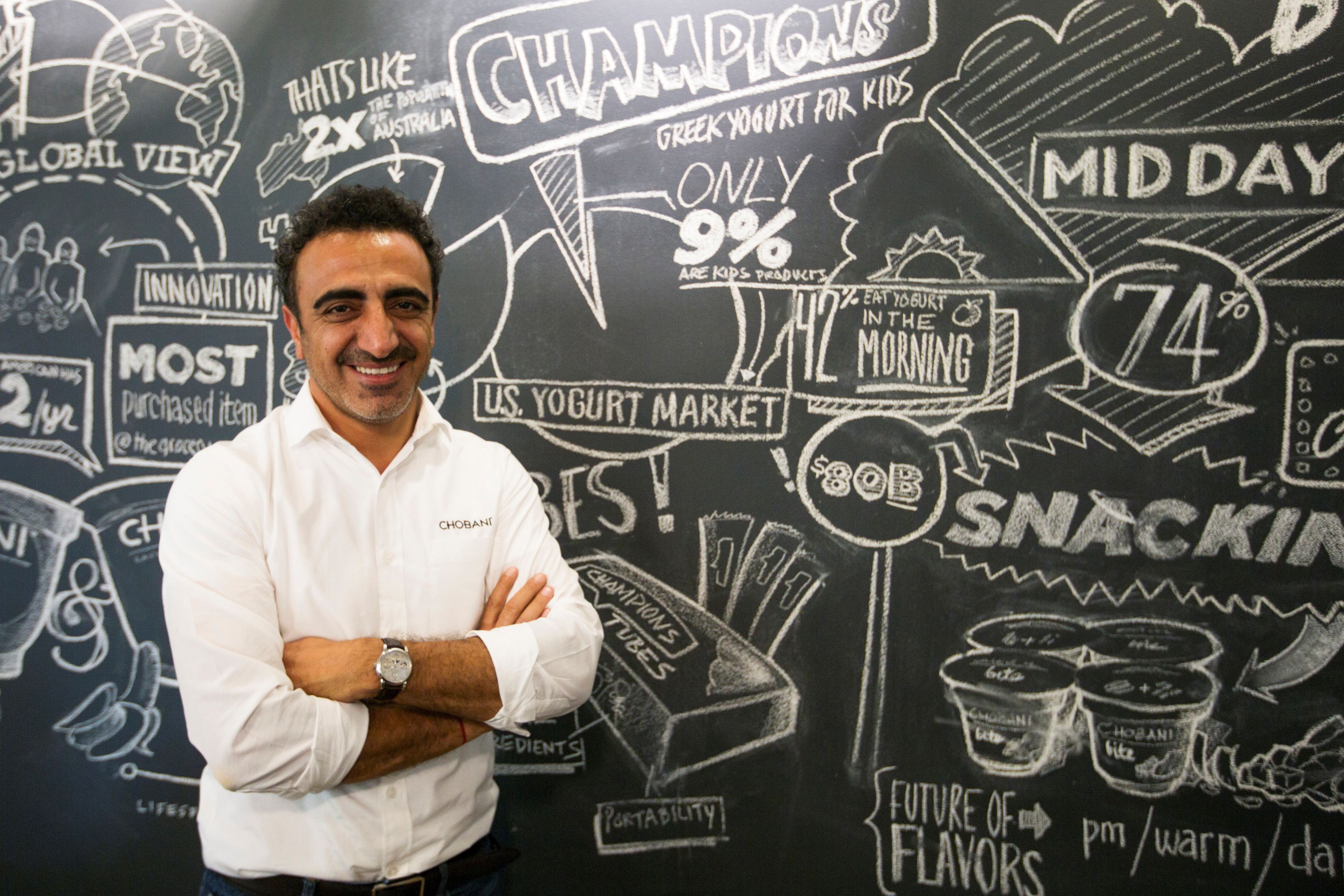 Chobani Inc. founder Hamdi Ulukaya poses for a portrait in the company headquarters in New York