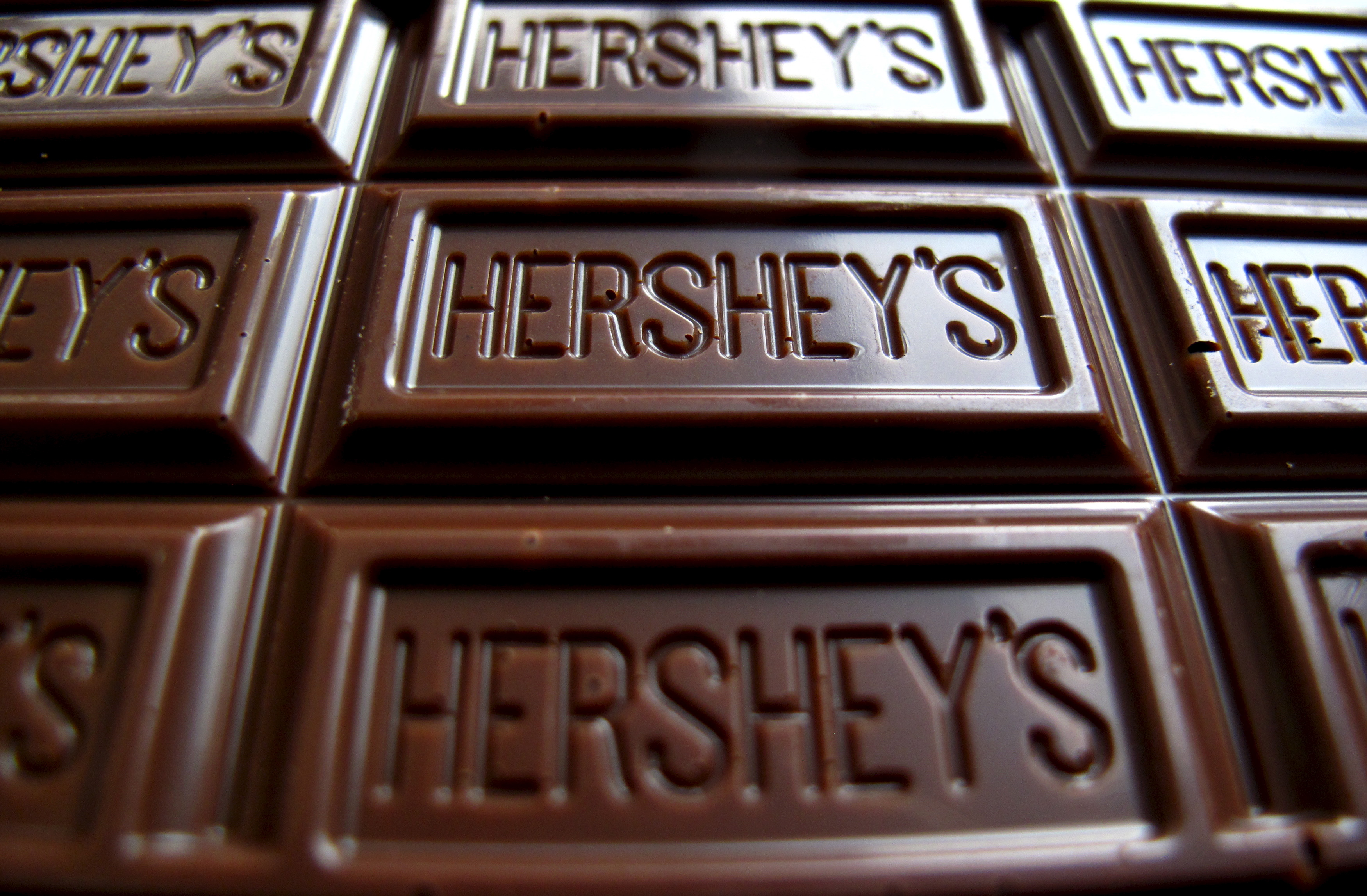 A Hershey's chocolate bar is shown in this photo illustration in Encinitas