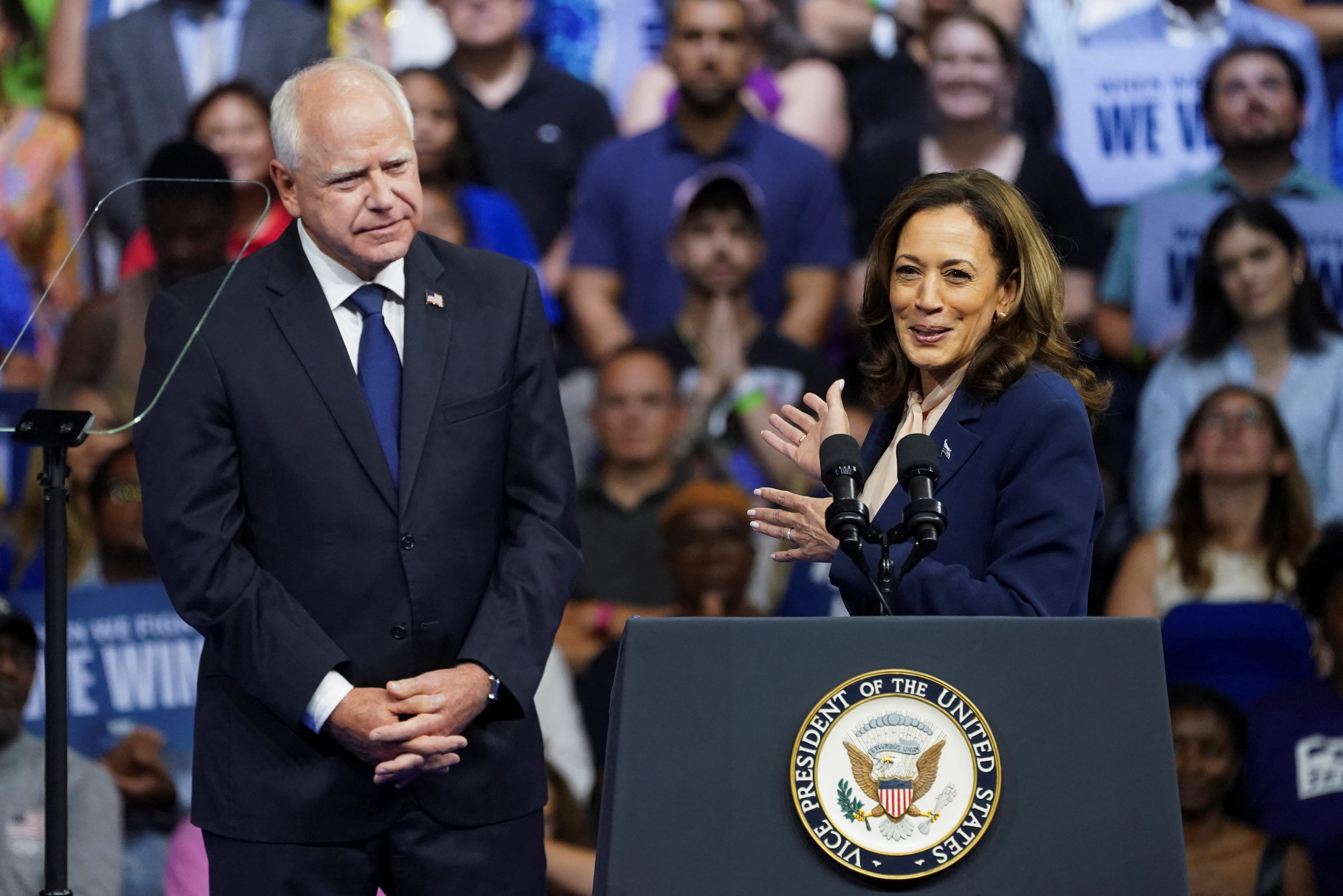 U.S. Vice President and Democratic presidential candidate Kamala Harris holds rally with vice president pick, in Philadelphia