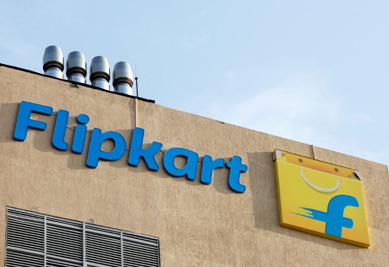 The logo of Flipkart is seen on the company's office in Bengaluru