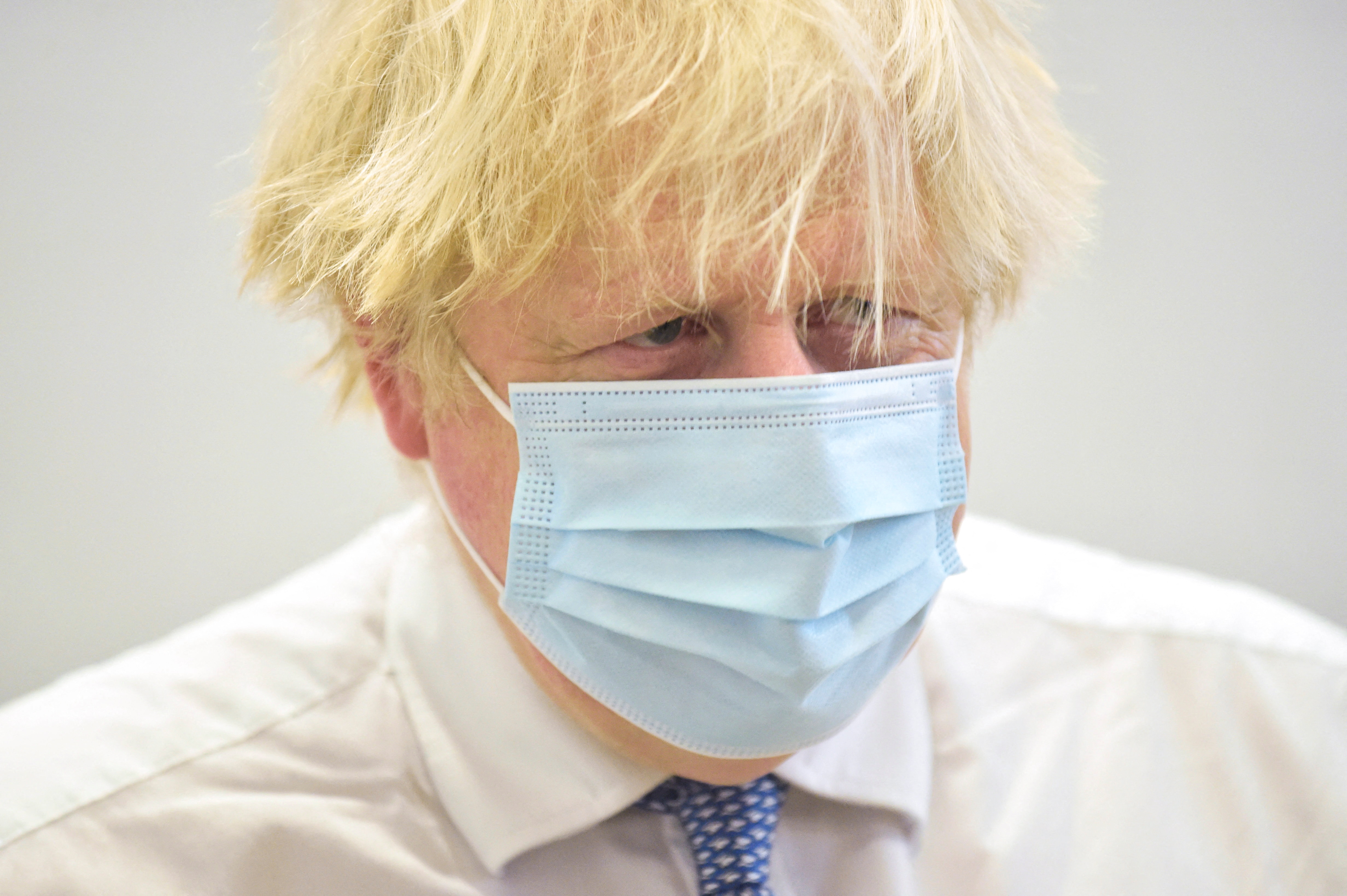 British Prime Minister Boris Johnson visits a vaccination centre in Westminster