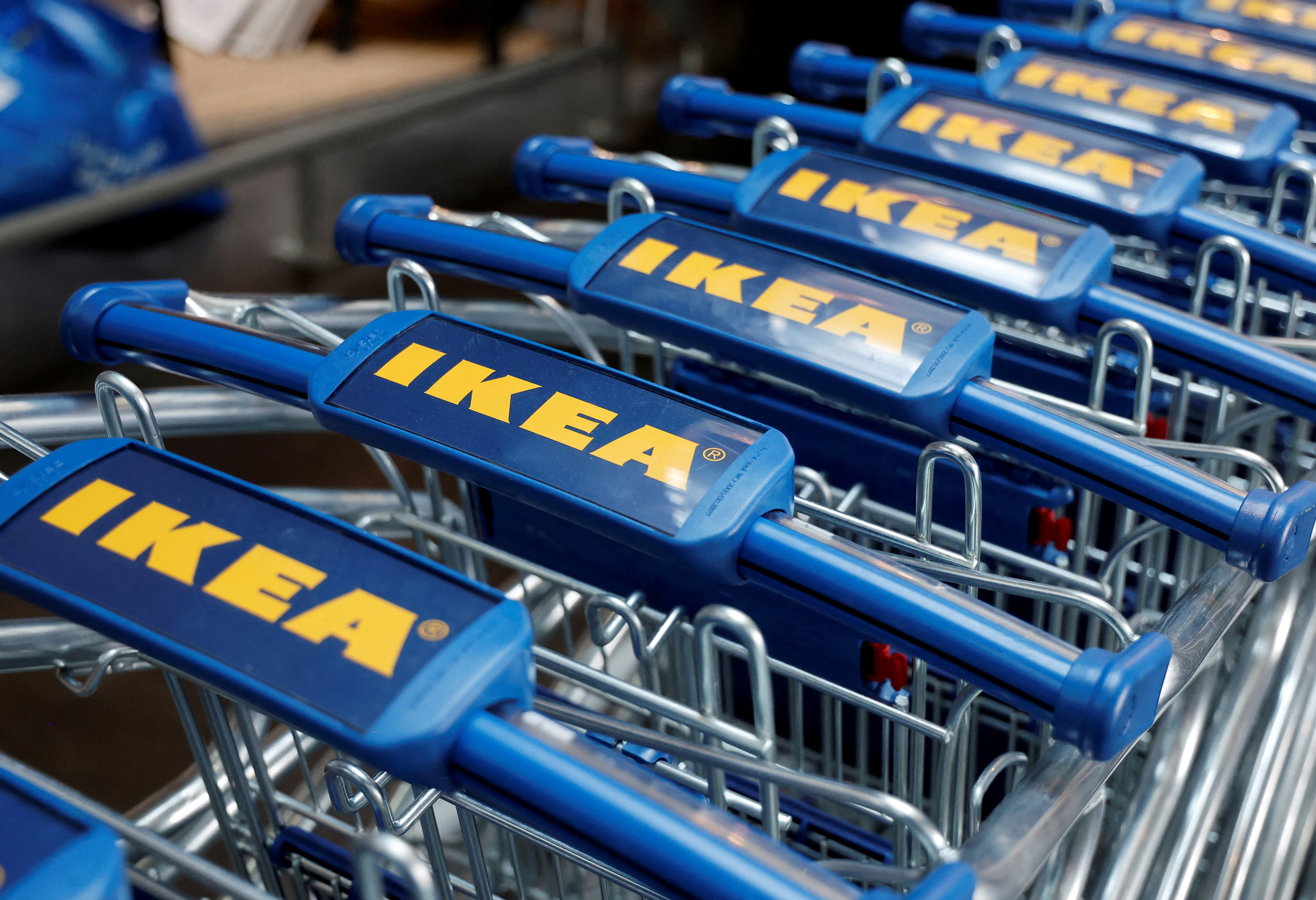 IKEA logo on shopping trolleys