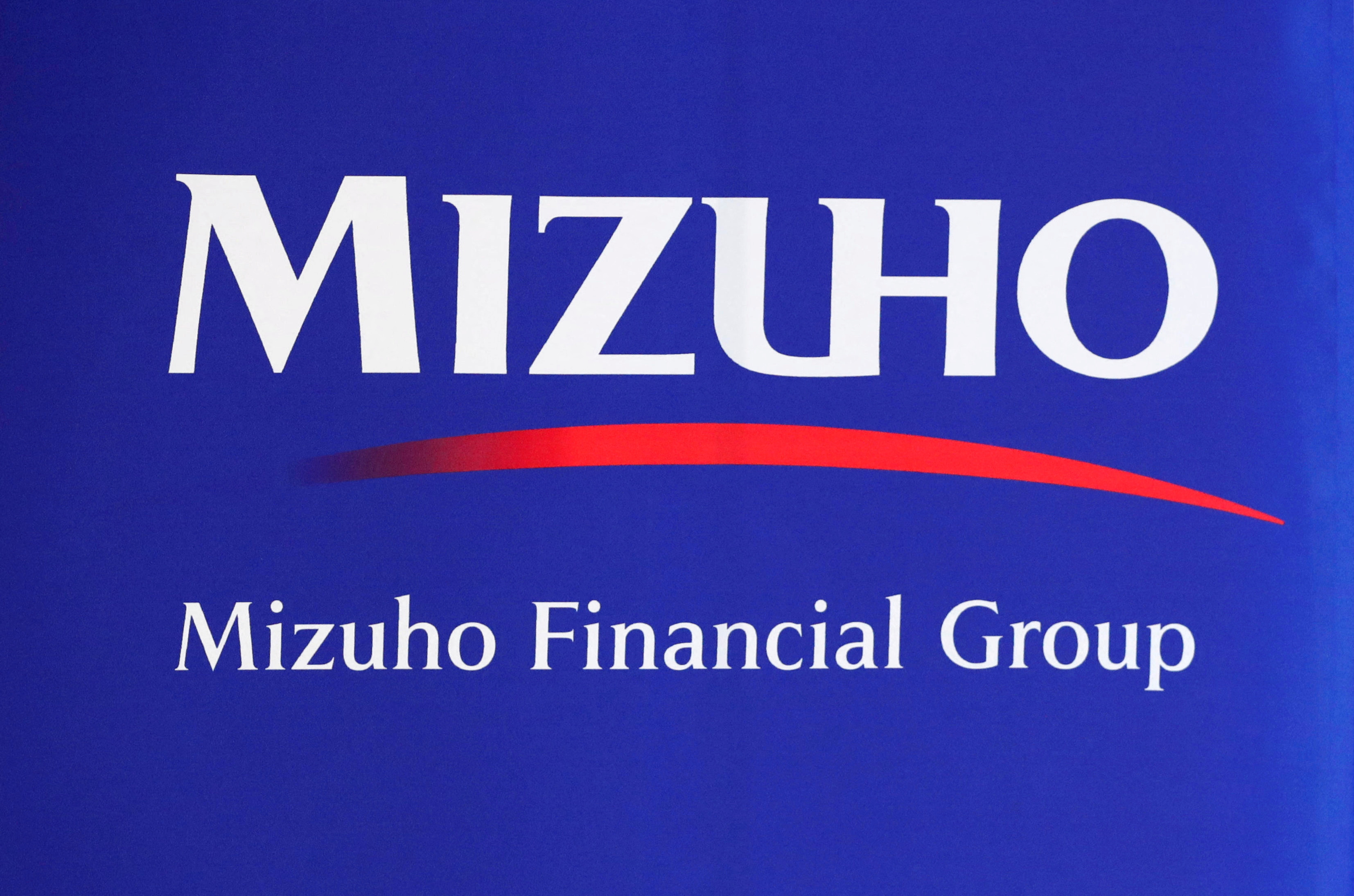 Mizuho Financial Group logo is seen at the company's headquarters in Tokyo